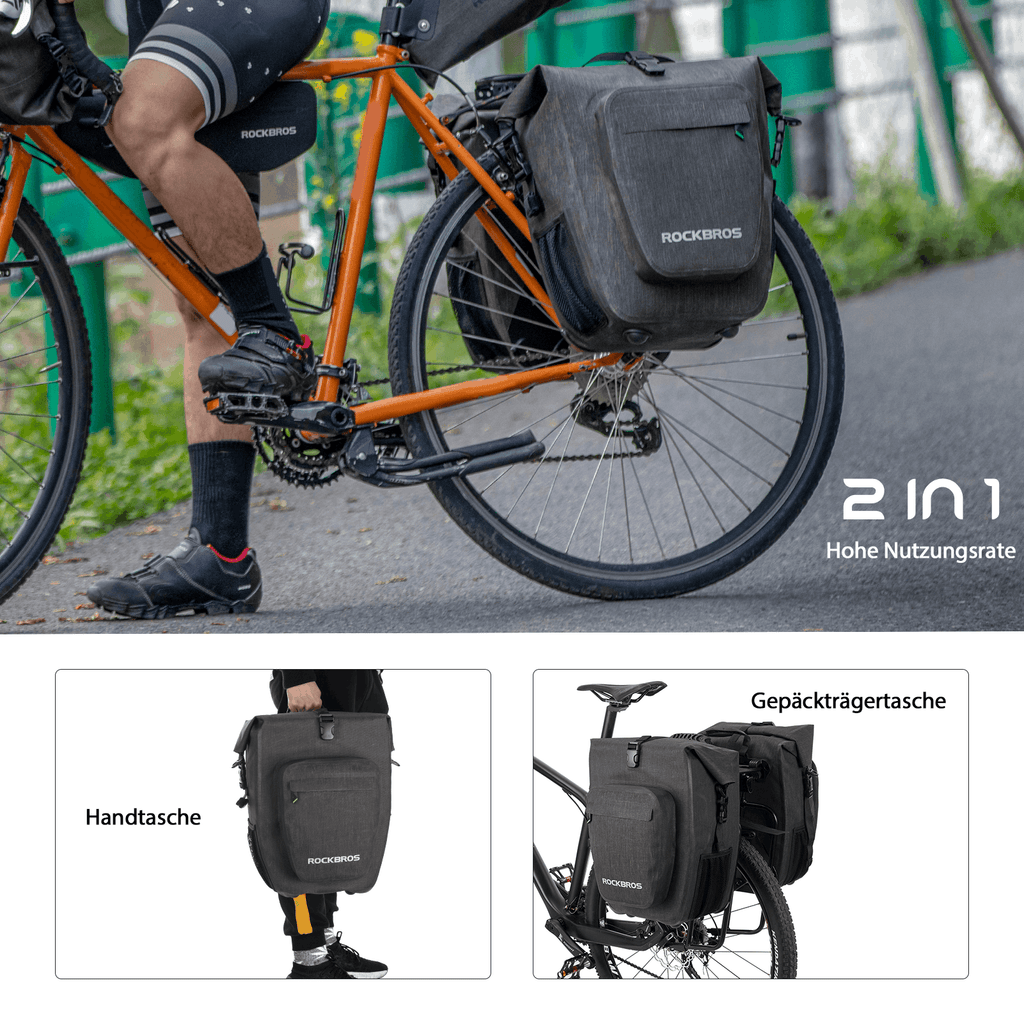 ROCKBROS Fahrrad hinter Gepäckträgertasche wasserdicht 20-27L für E-Bike/Rennrad/MTB