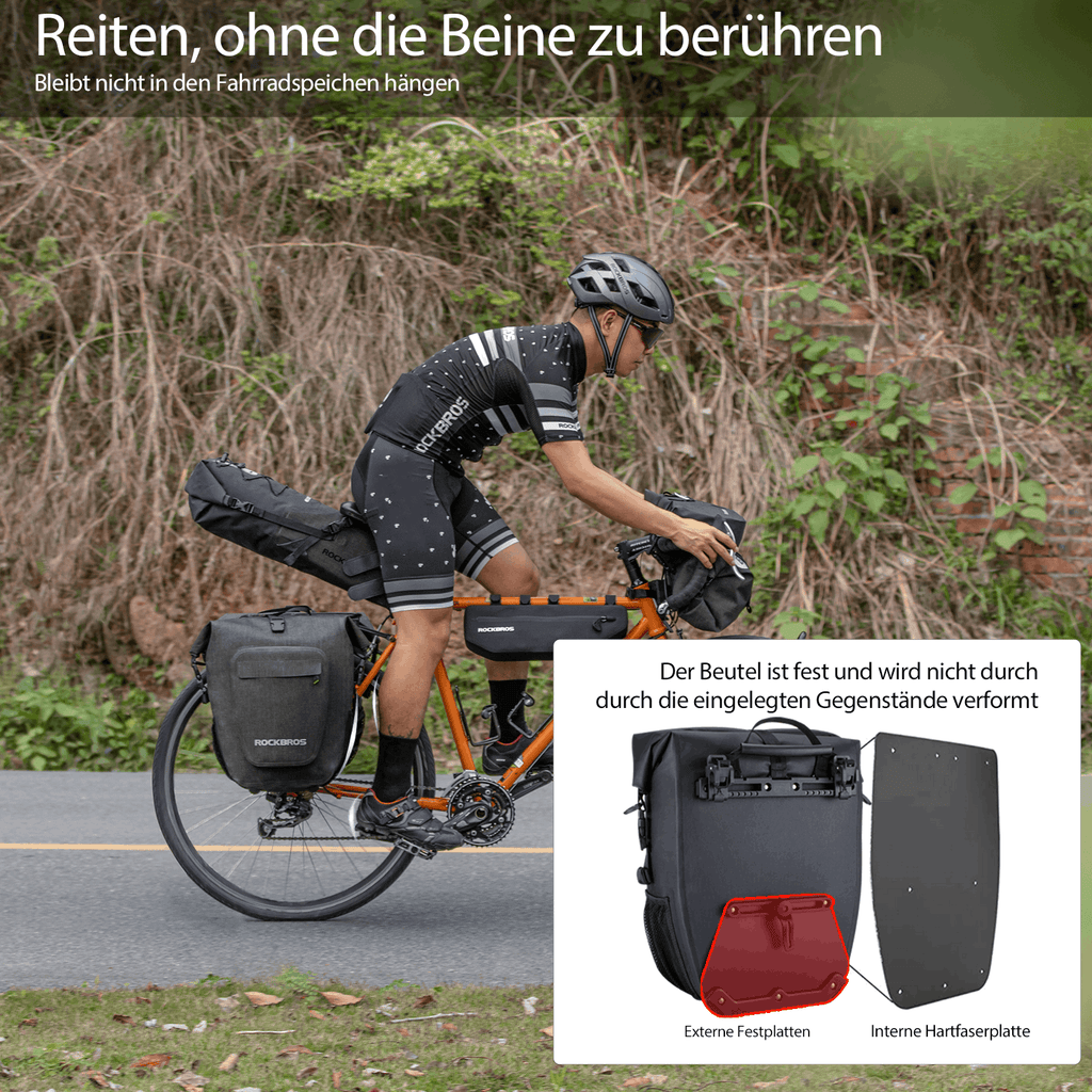 ROCKBROS Fahrrad hinter Gepäckträgertasche wasserdicht 20-27L für E-Bike/Rennrad/MTB