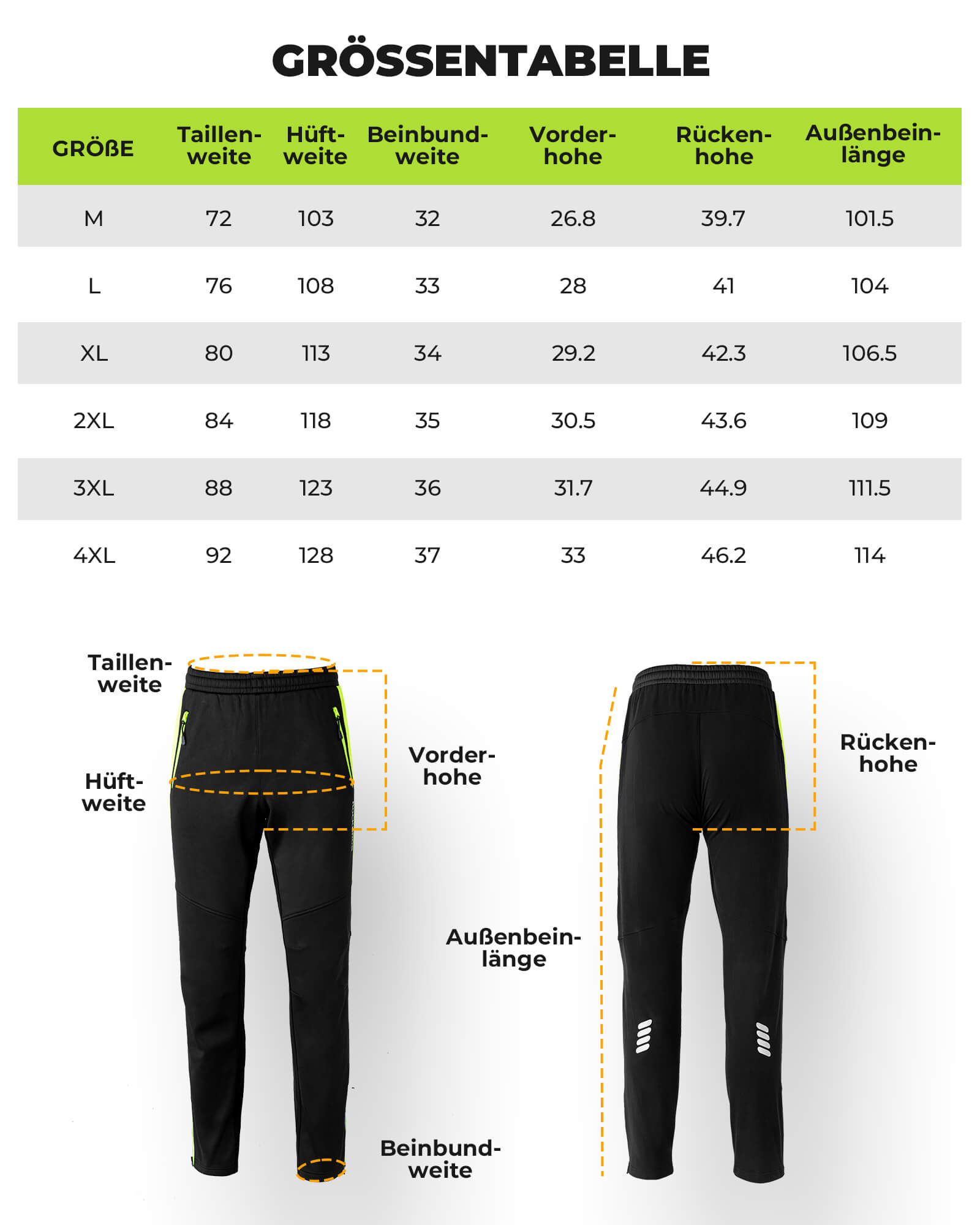 ROCKBROS Fahrrad Hose Wasserabweisend Radlerhose Leuchtendes Grün