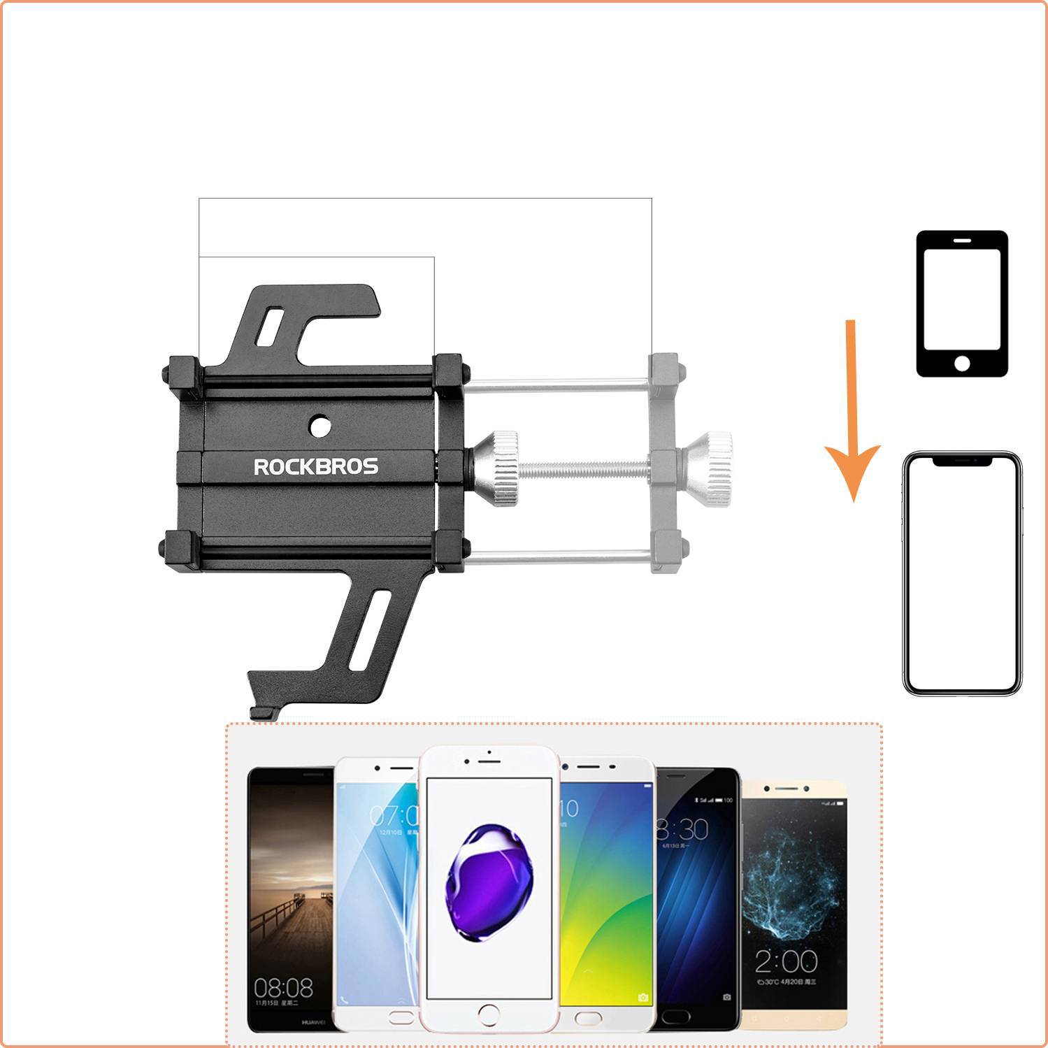ROCKBROS Fahrrad Motorrad Handyhalterung mit 360 Rotation Clip