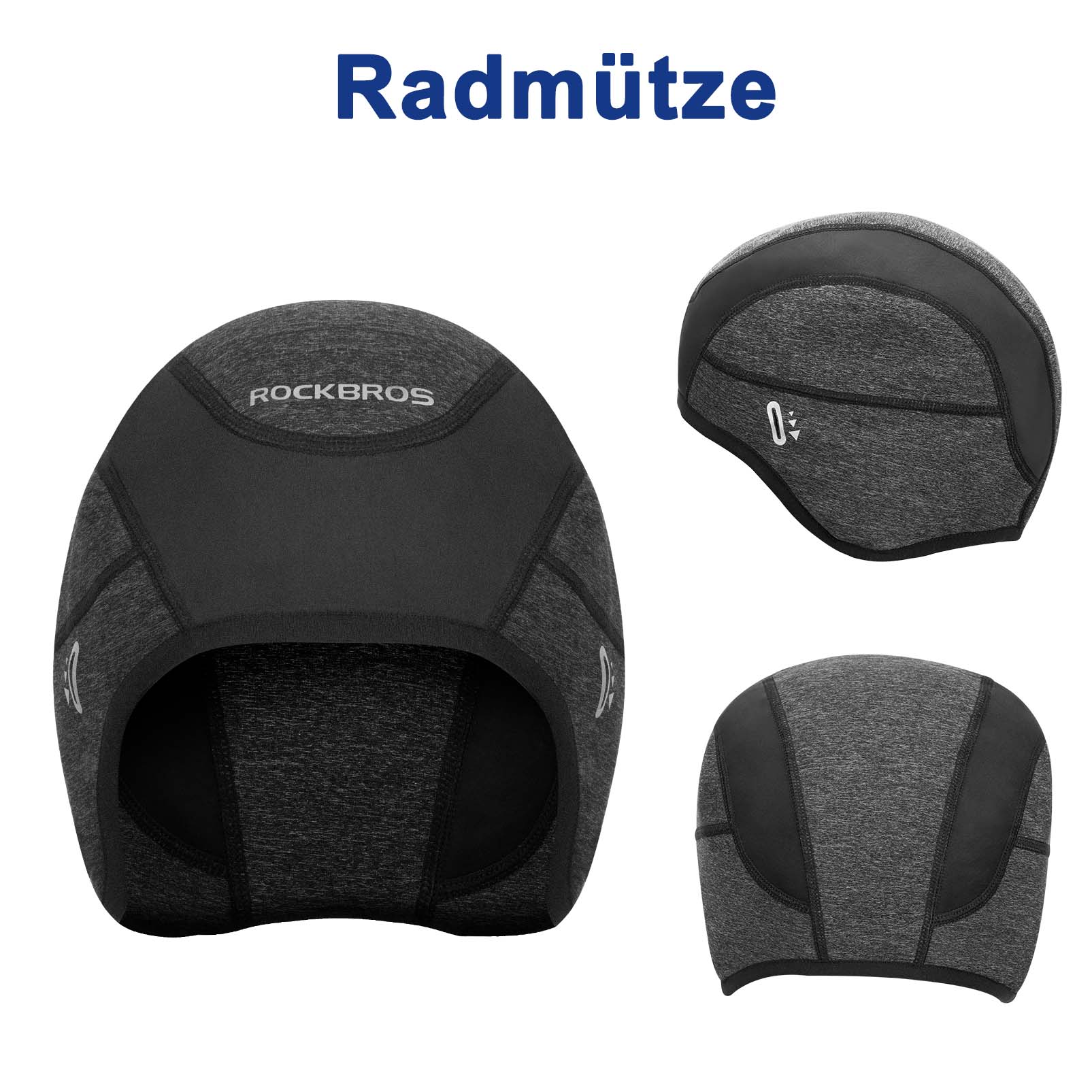 ROCKBROS Fahrrad Mütze Wintermütze mit Brille-Loch Winddicht Helmmütze