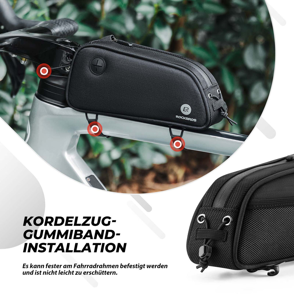 ROCKBROS Fahrrad Rahmentasche 1.3L MTB Oberrohrtasche Schwarz