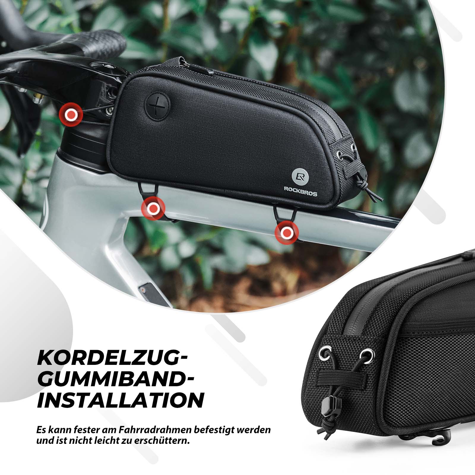 ROCKBROS Fahrrad Rahmentasche 1.3L MTB Oberrohrtasche Schwarz
