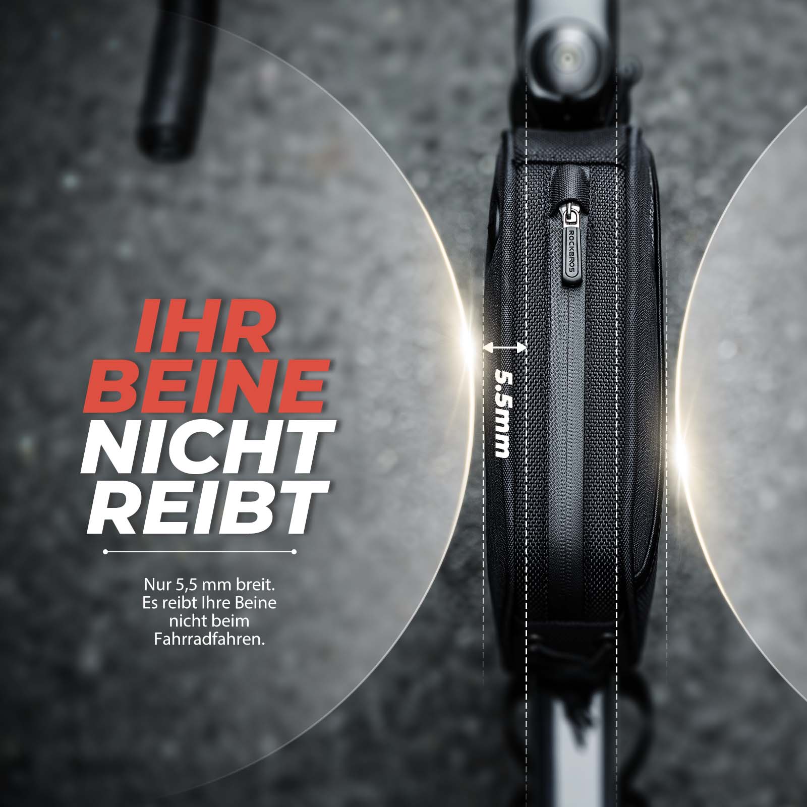 ROCKBROS Fahrrad Rahmentasche 1.3L MTB Oberrohrtasche Schwarz