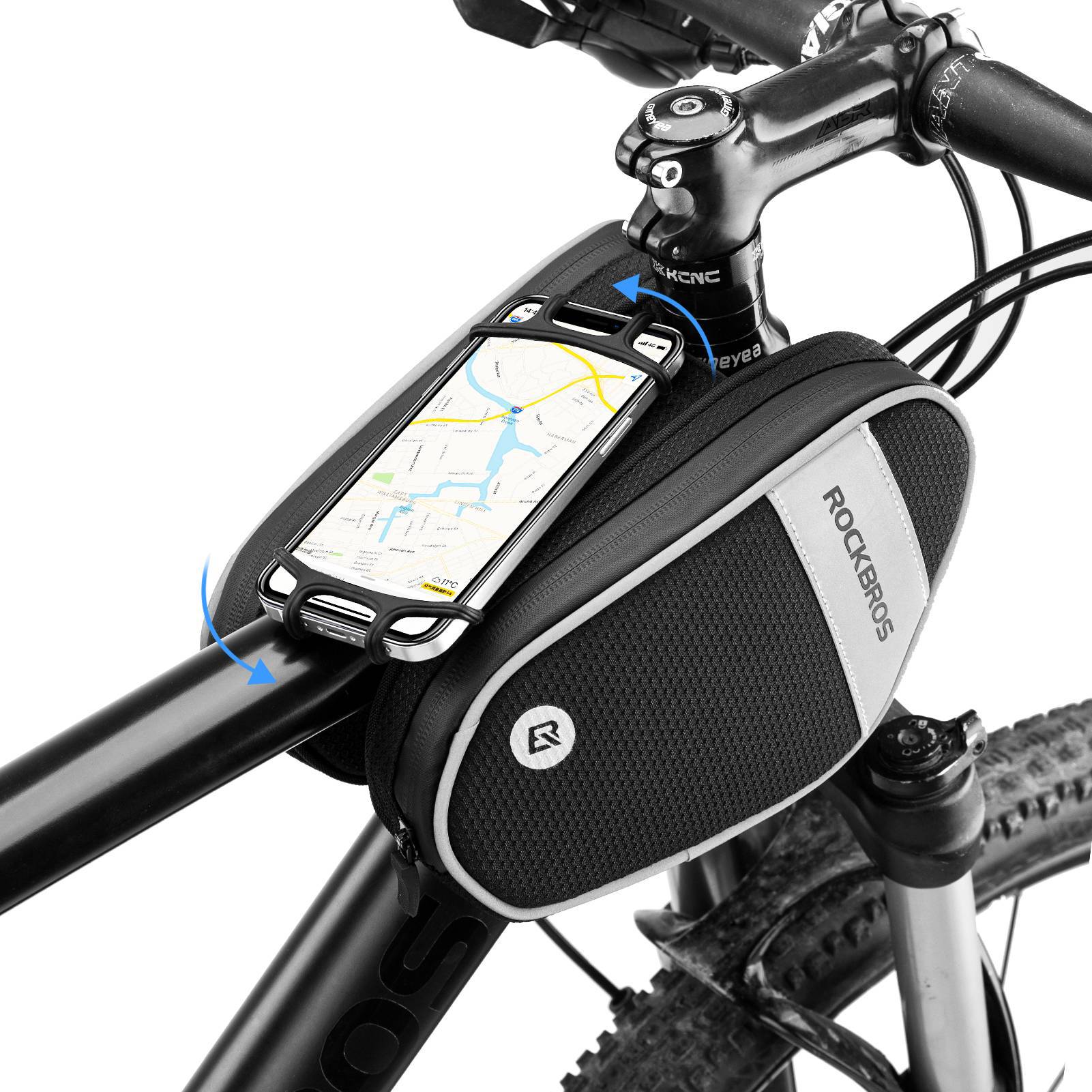 ROCKBROS Fahrrad Rahmentasche mit 360° drehbare Handyhalter 1,5 L BK