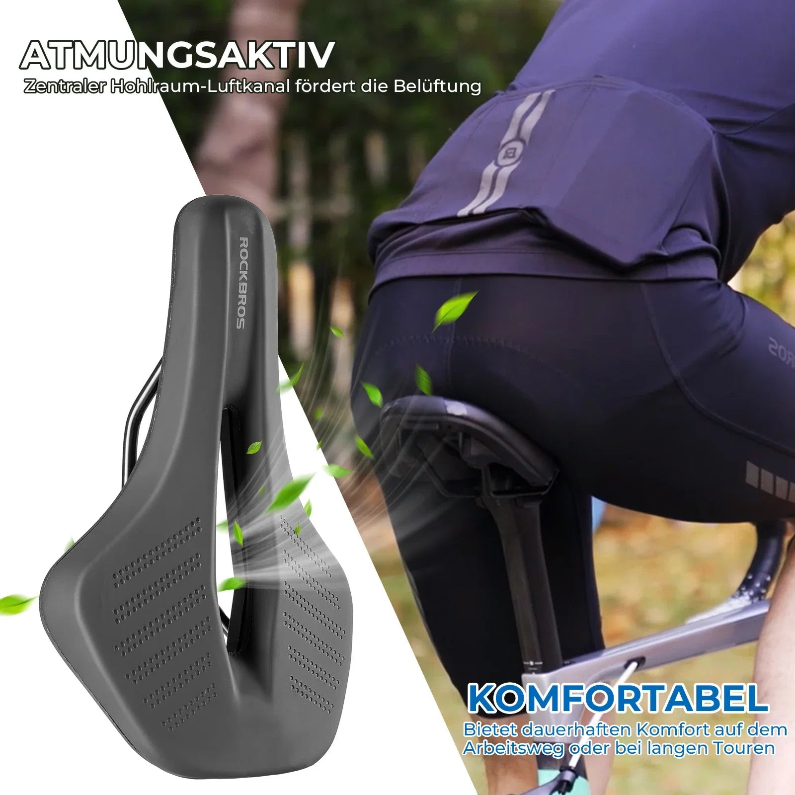 ROCKBROS Fahrrad Sattel Ergonomischer Stoßdämpfender Fahrradsattel Unisex