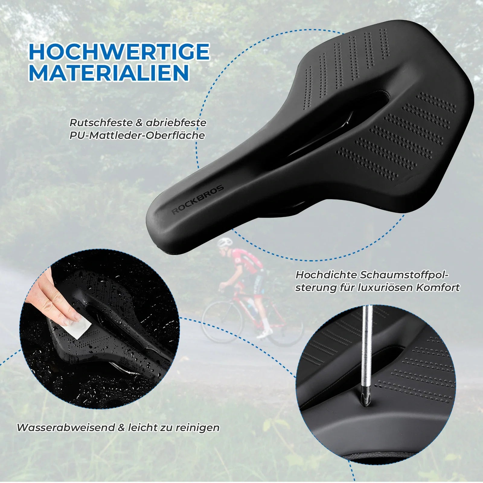 ROCKBROS Fahrrad Sattel Ergonomischer Stoßdämpfender Fahrradsattel Unisex