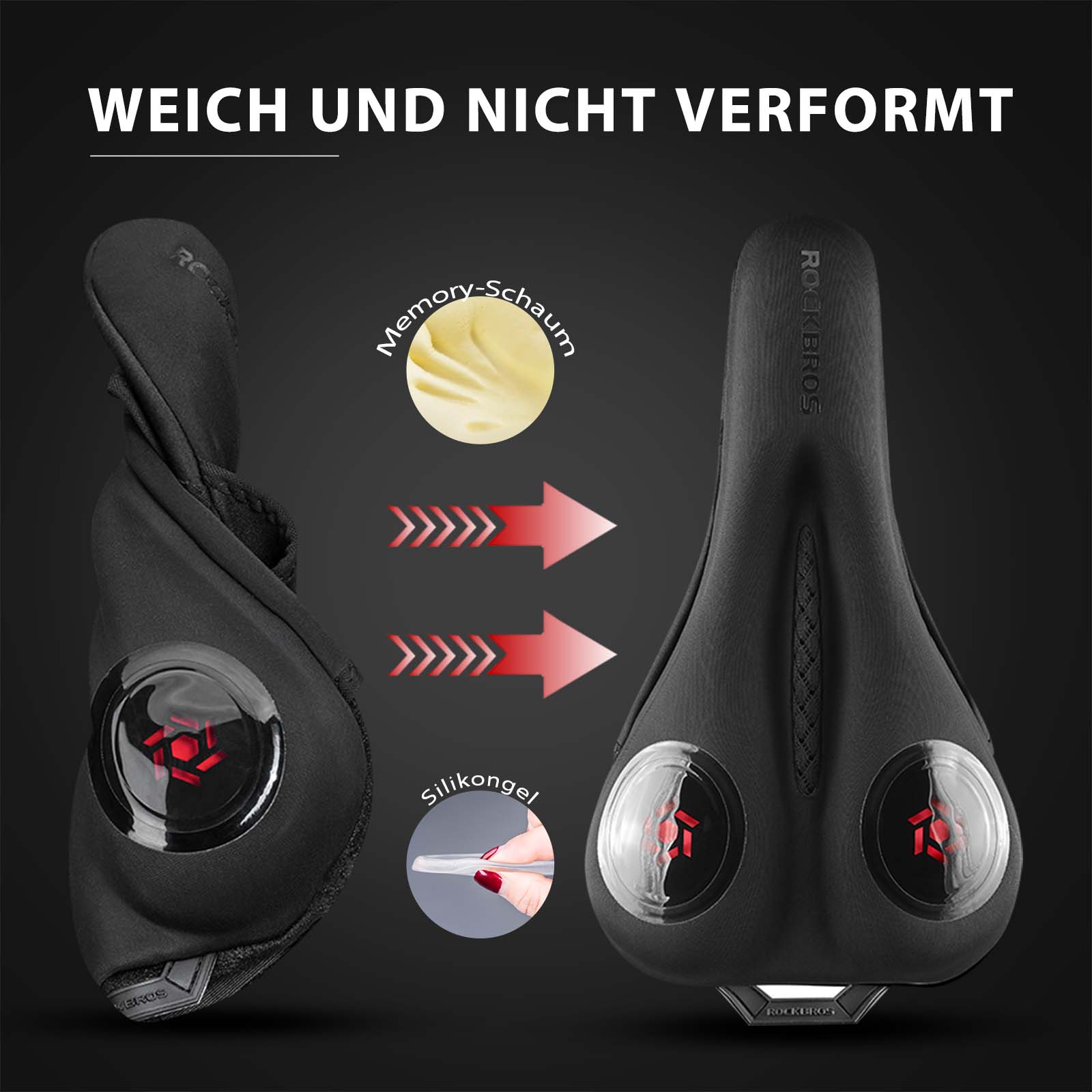 ROCKBROS Fahrrad Sattelbezug Gel Sattel Überzug Schwarz