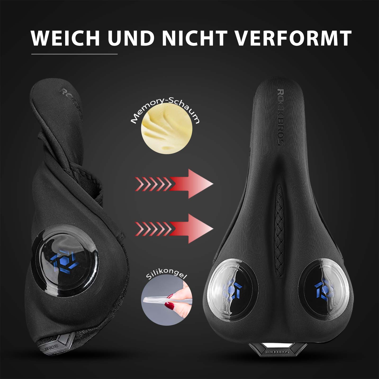 ROCKBROS Fahrrad Sattelbezug Gel Sattel Überzug Schwarz