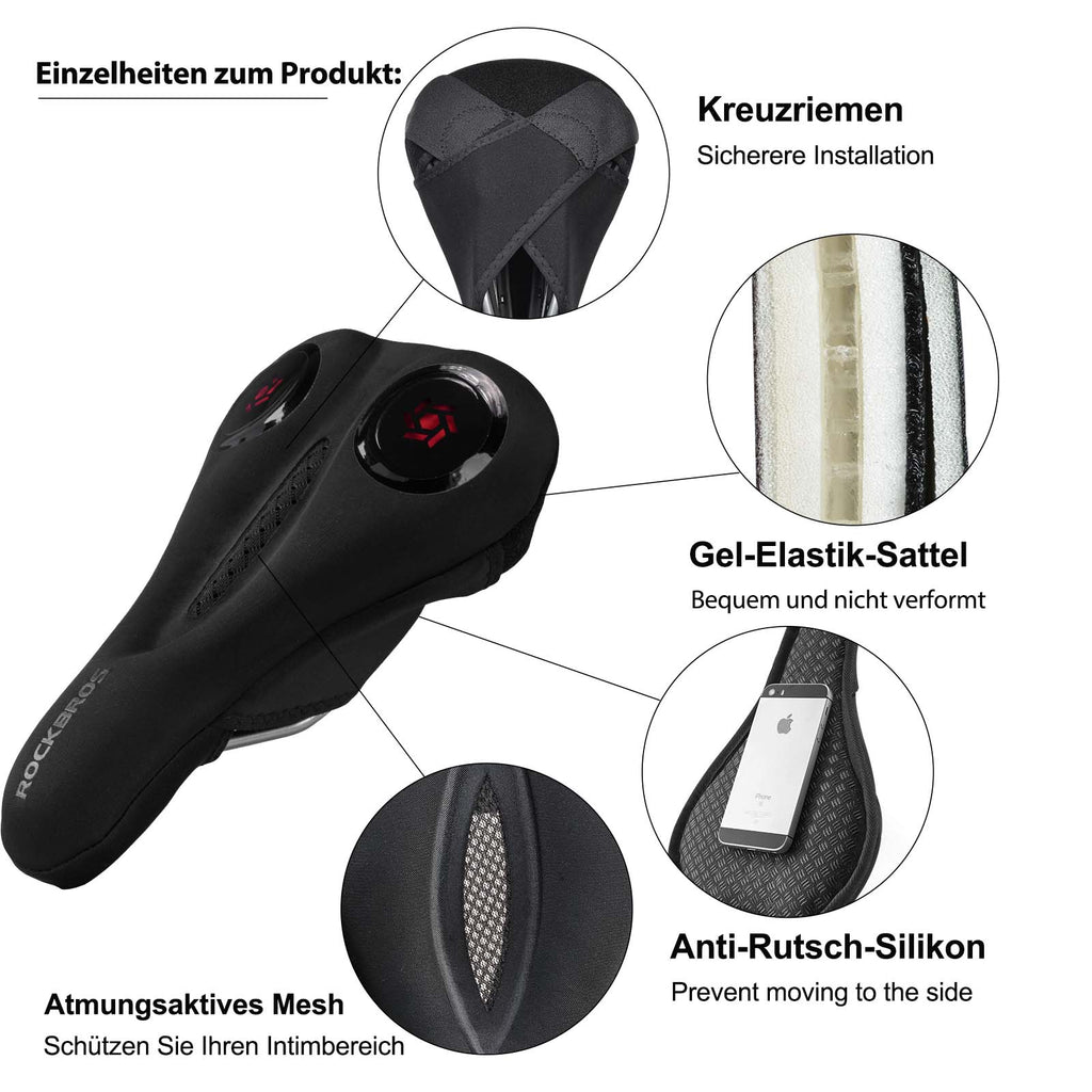 ROCKBROS Fahrrad Sattelbezug Gel Sattel Überzug Schwarz
