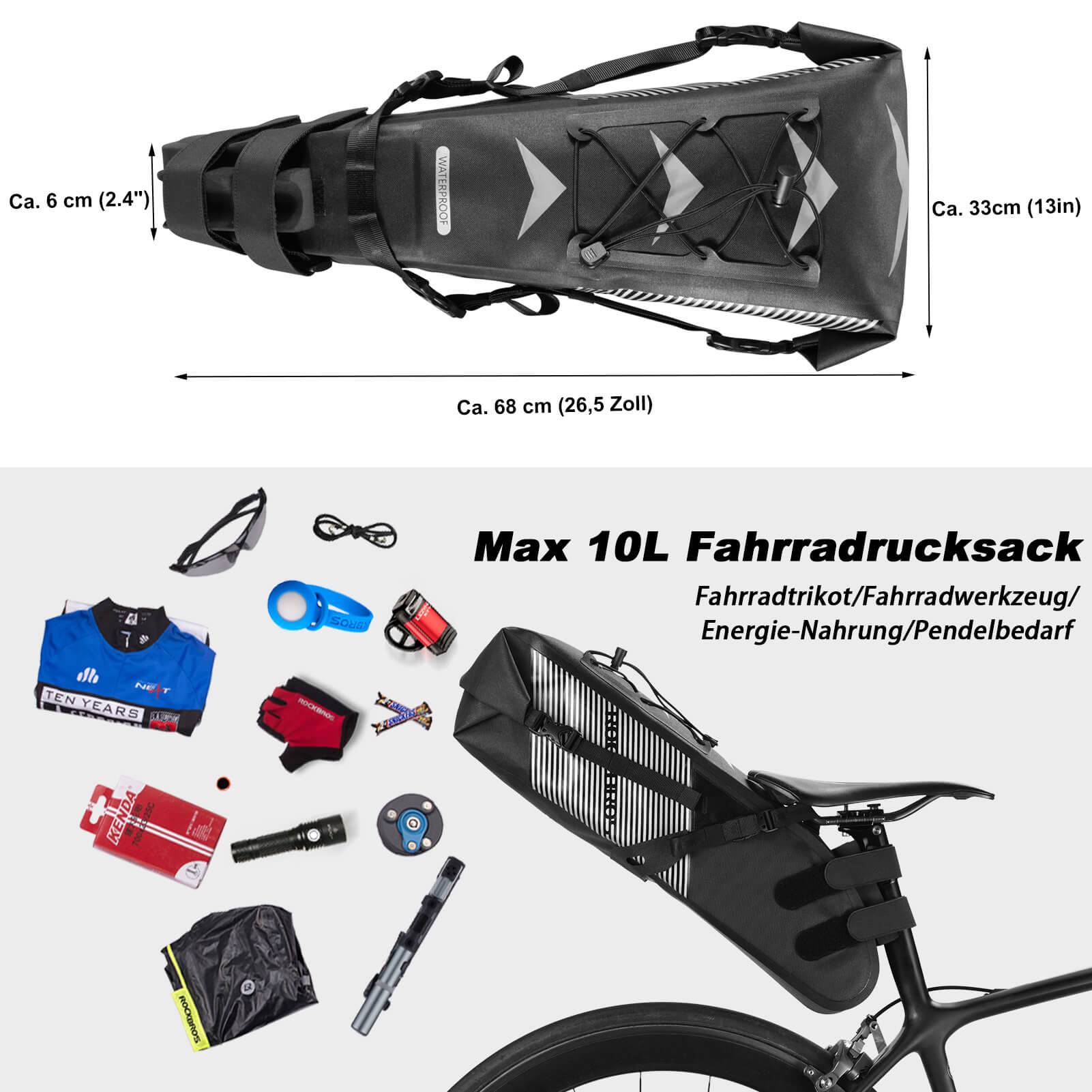 ROCKBROS Fahrrad Satteltasche IPX7 wasserdicht Sitztasche 10L