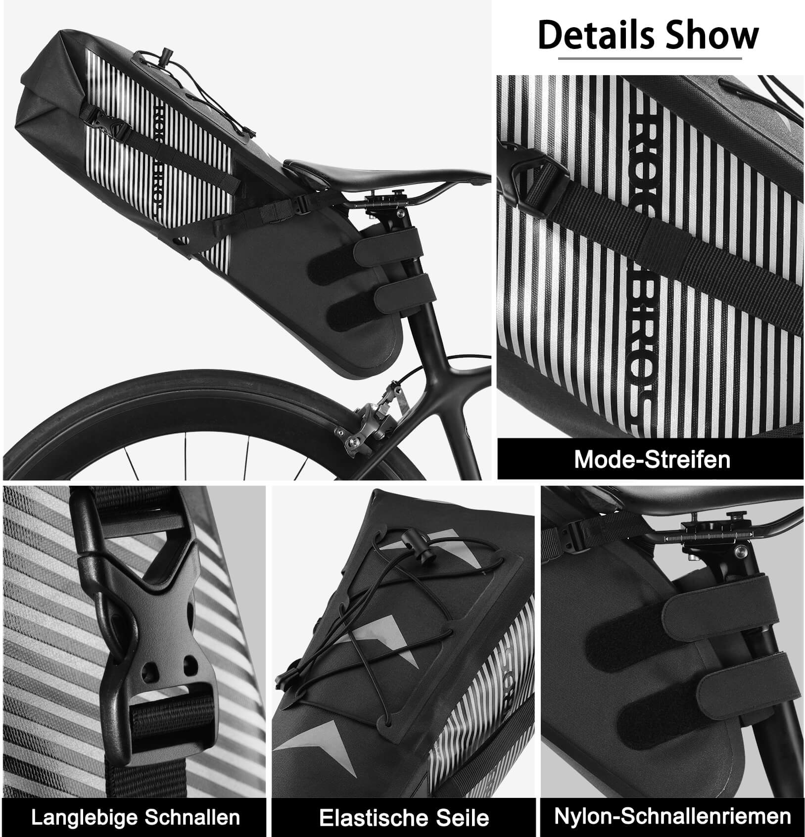 ROCKBROS Fahrrad Satteltasche IPX7 wasserdicht Sitztasche 10L