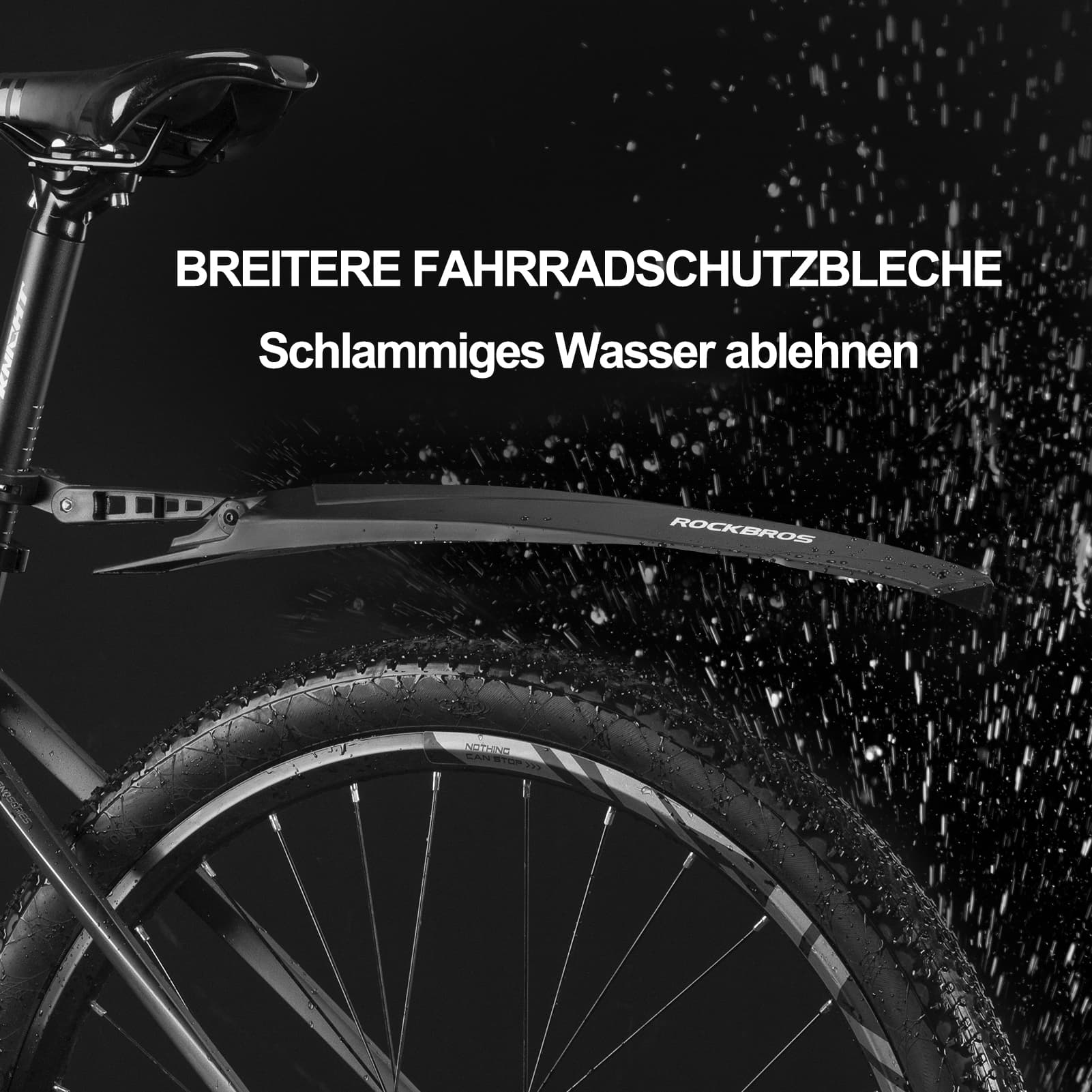ROCKBROS Fahrrad Schutzblech Set MTB Spritzschutz 26 Zoll Schwarz