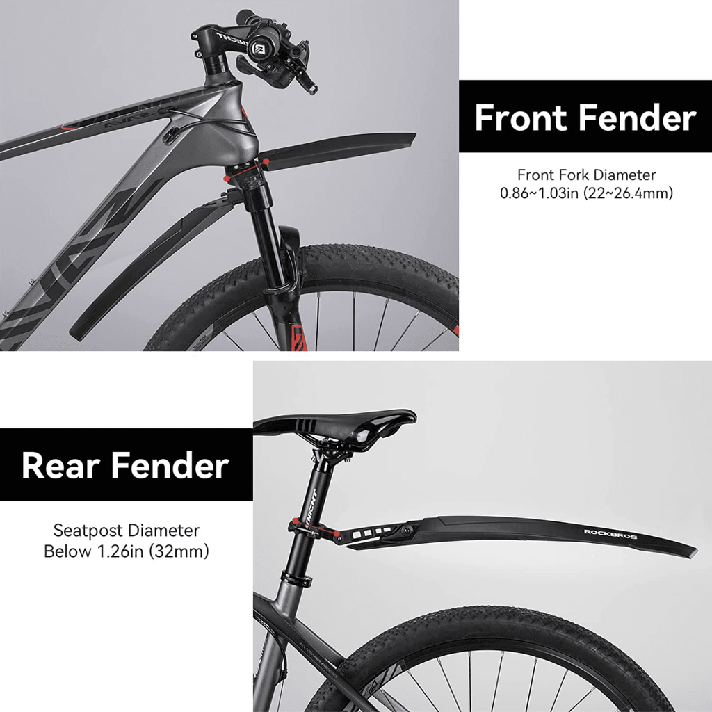 ROCKBROS Fahrrad Schutzblech Set MTB Spritzschutz 26 Zoll Schwarz