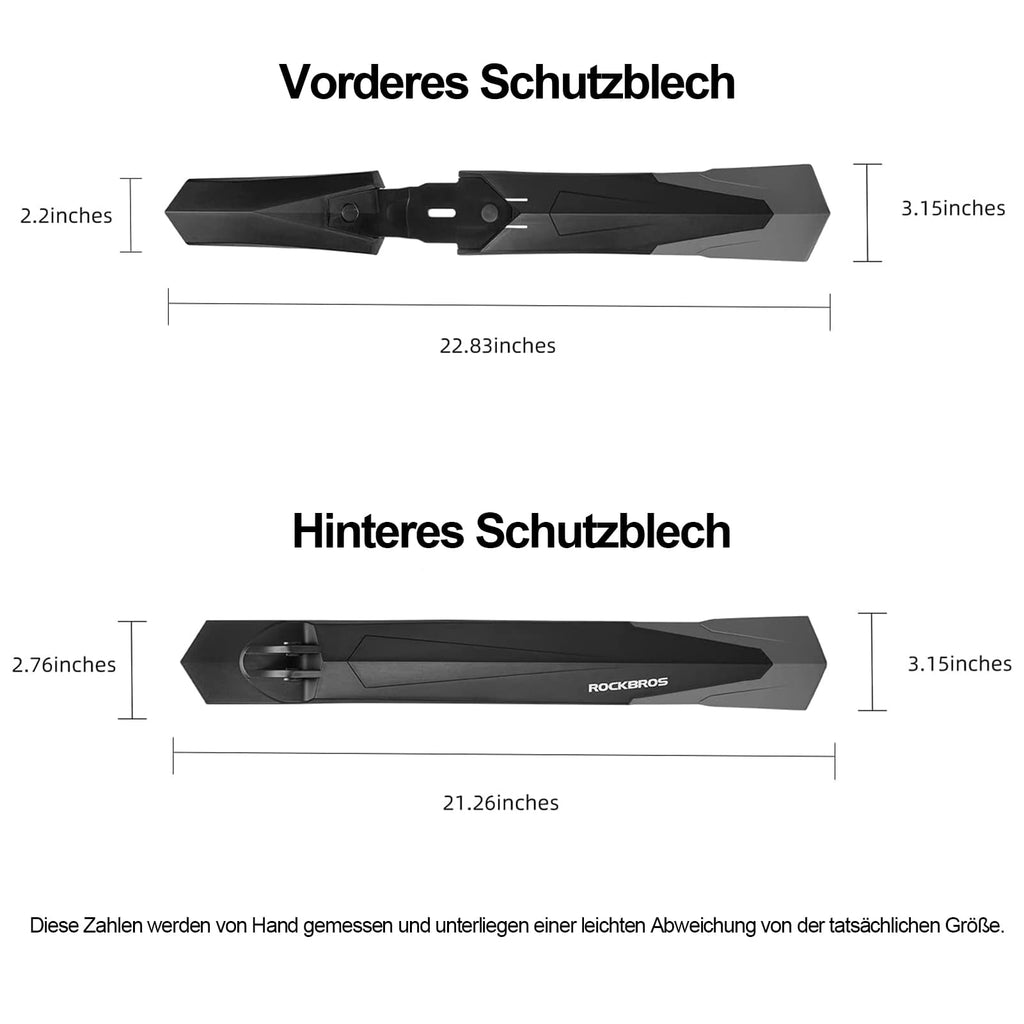 ROCKBROS Fahrrad Schutzblech Set MTB Spritzschutz aus PP und Gummi