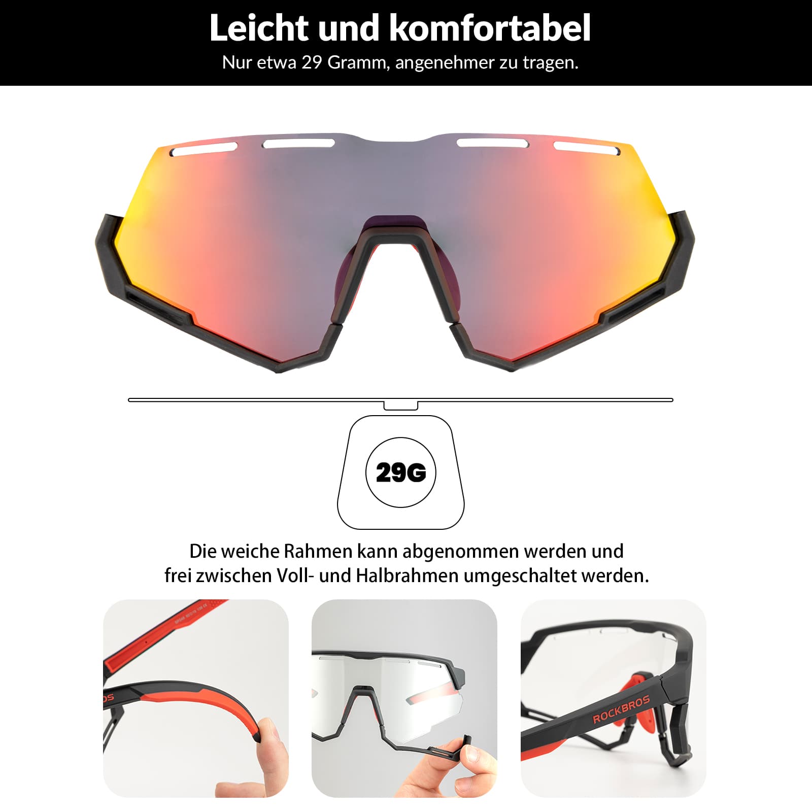 2-in-1 Fahrradbrille: Polarisiert und Selbsttönend