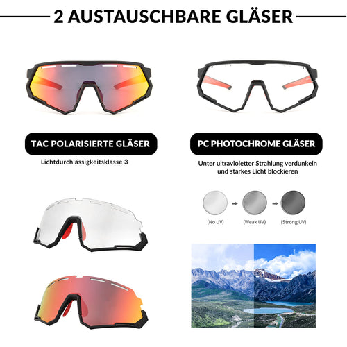 2-in-1 Fahrradbrille: Polarisiert und Selbsttönend