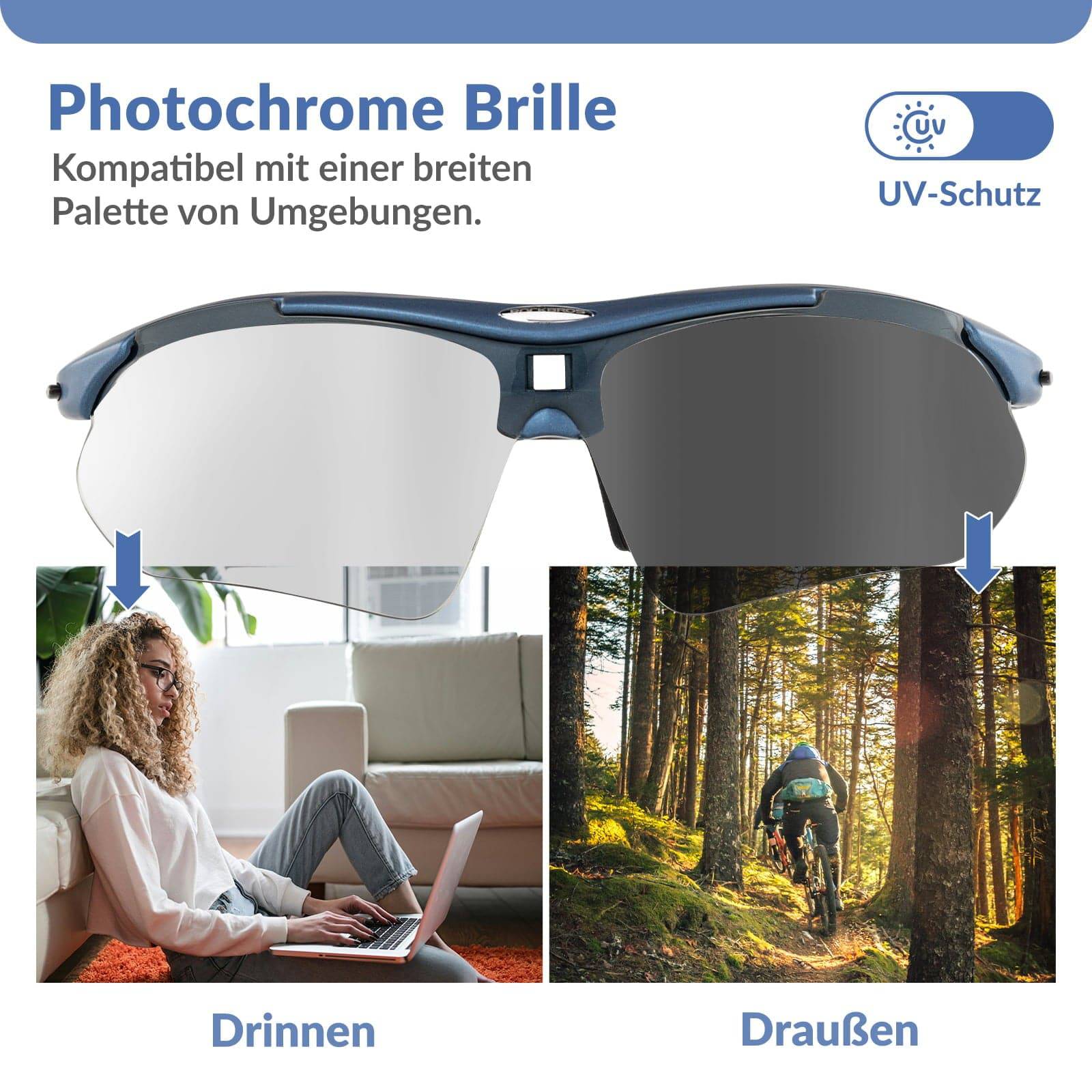 Adaptive Selbsttönende Sportsonnenbrille (UV400)