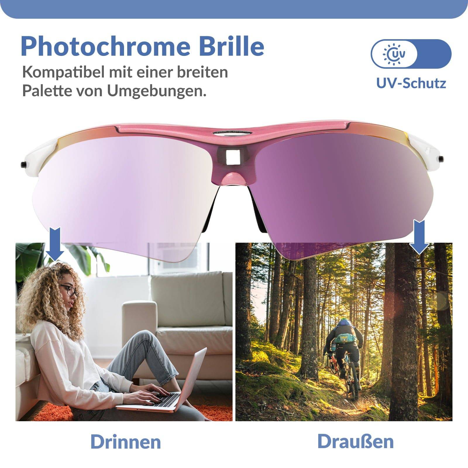 Adaptive Selbsttönende Sportsonnenbrille (UV400)
