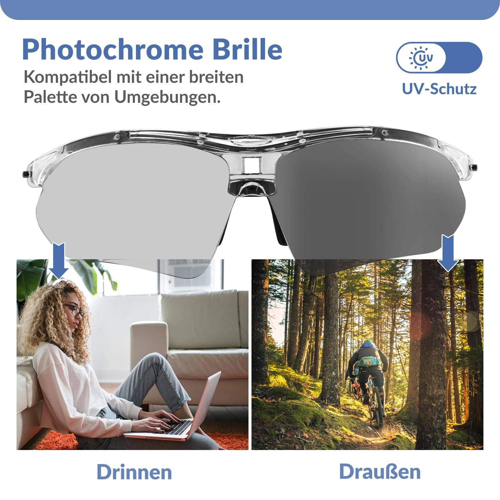 Adaptive Selbsttönende Sportsonnenbrille (UV400)
