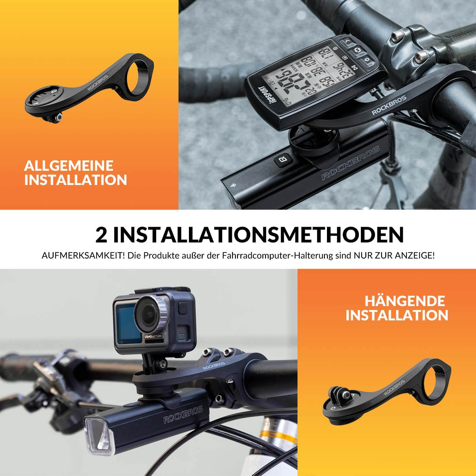 ROCKBROS Fahrradcomputer Halterung Kompatibel mit Garmin/iGPSPORT für Lenker 25.4-31.8mm