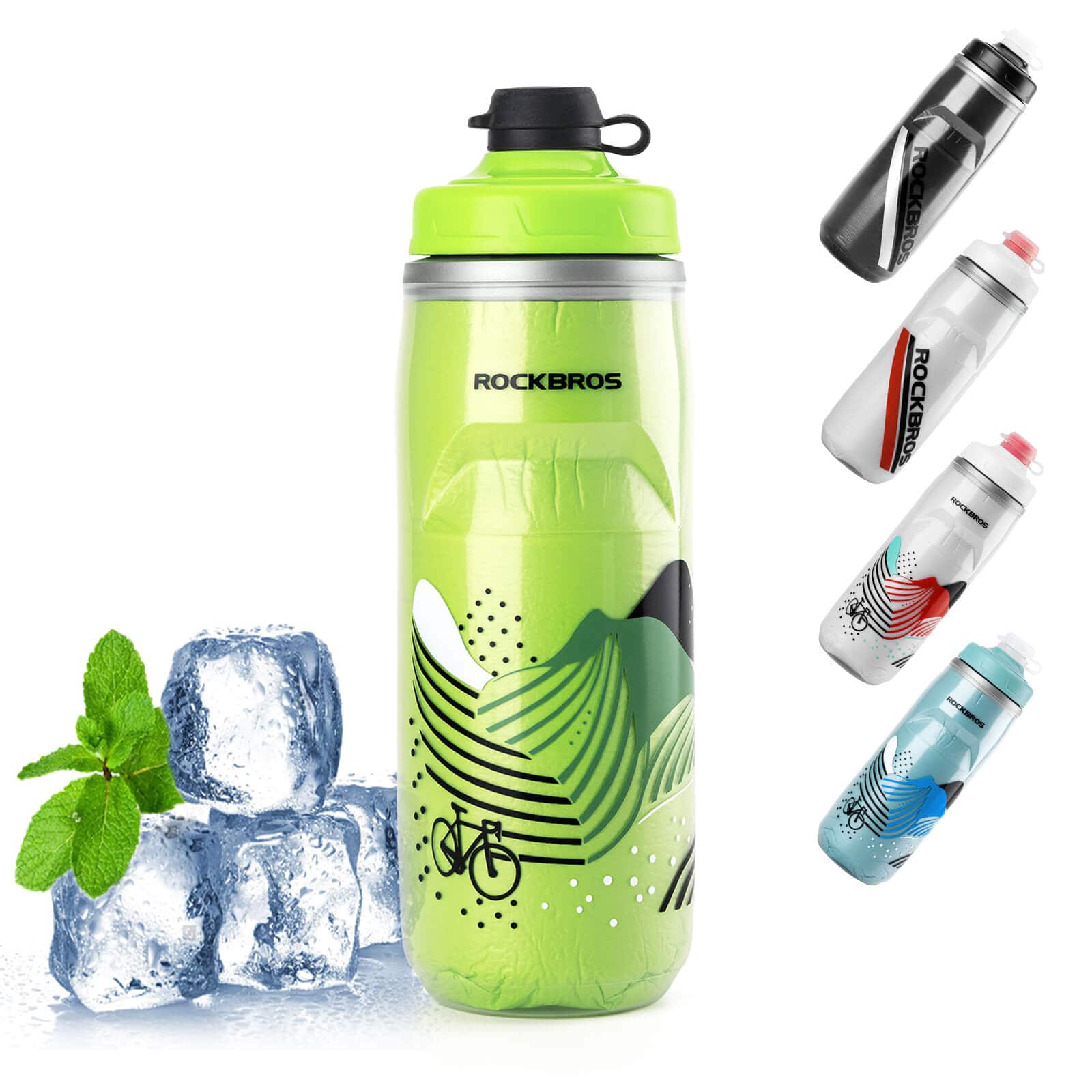 ROCKBROS Fahrradflasche 620 ml Sportflasche mit 5 Stunden Kühlhaltefunktion