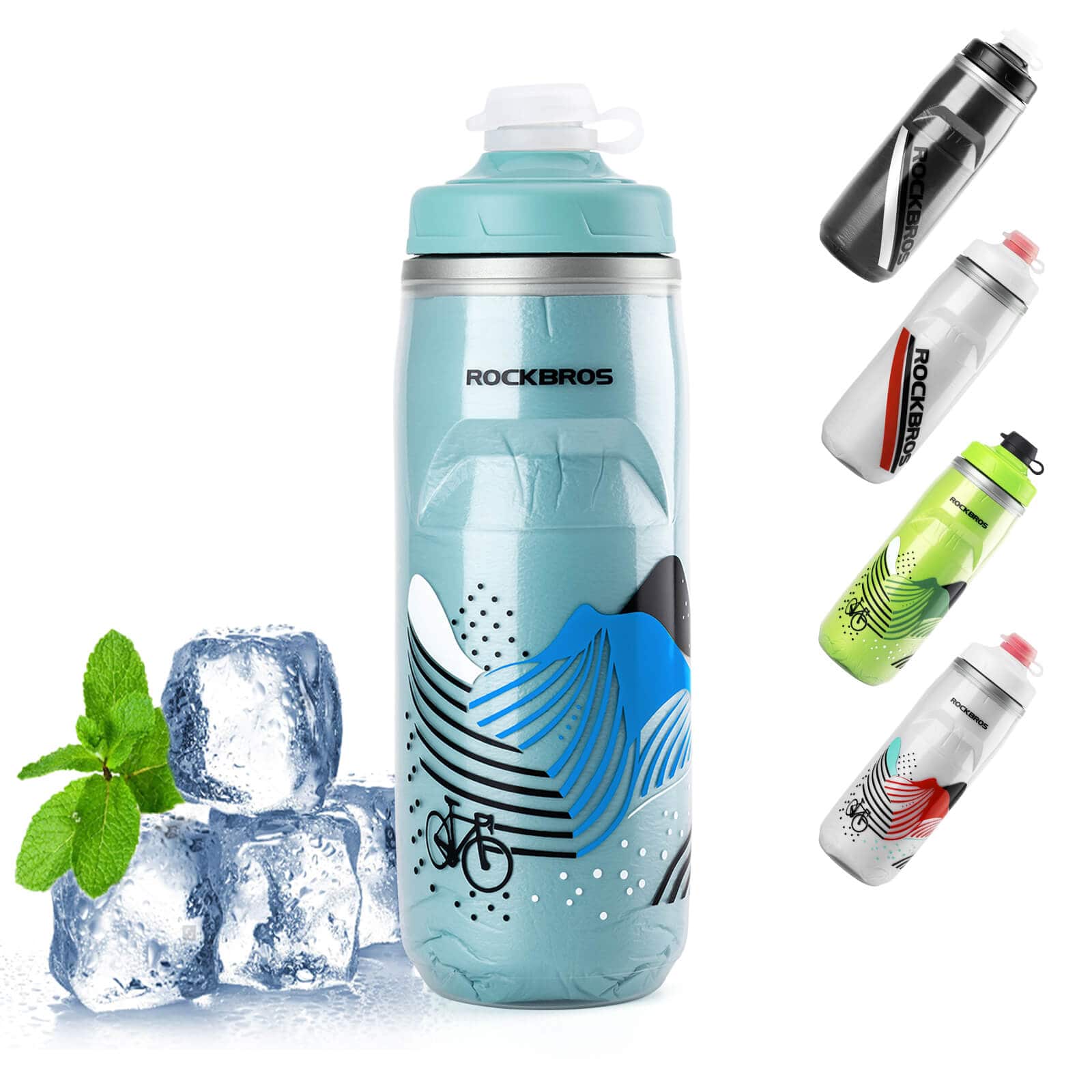 ROCKBROS Fahrradflasche 620 ml Sportflasche mit 5 Stunden Kühlhaltefunktion