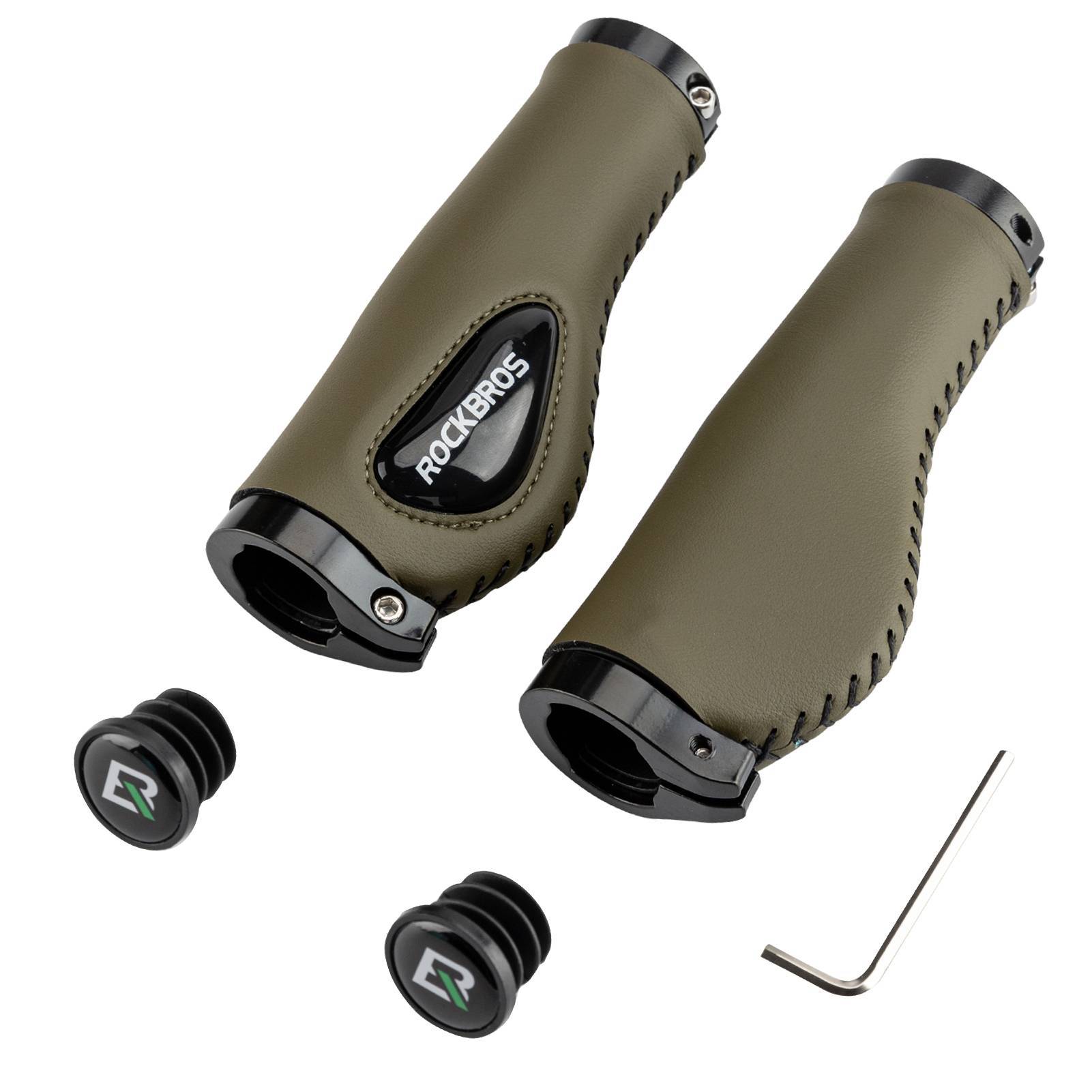 ROCKBROS Fahrradgriffe Ledergriffe für Lenker mit 22,2 mm Durchmesser