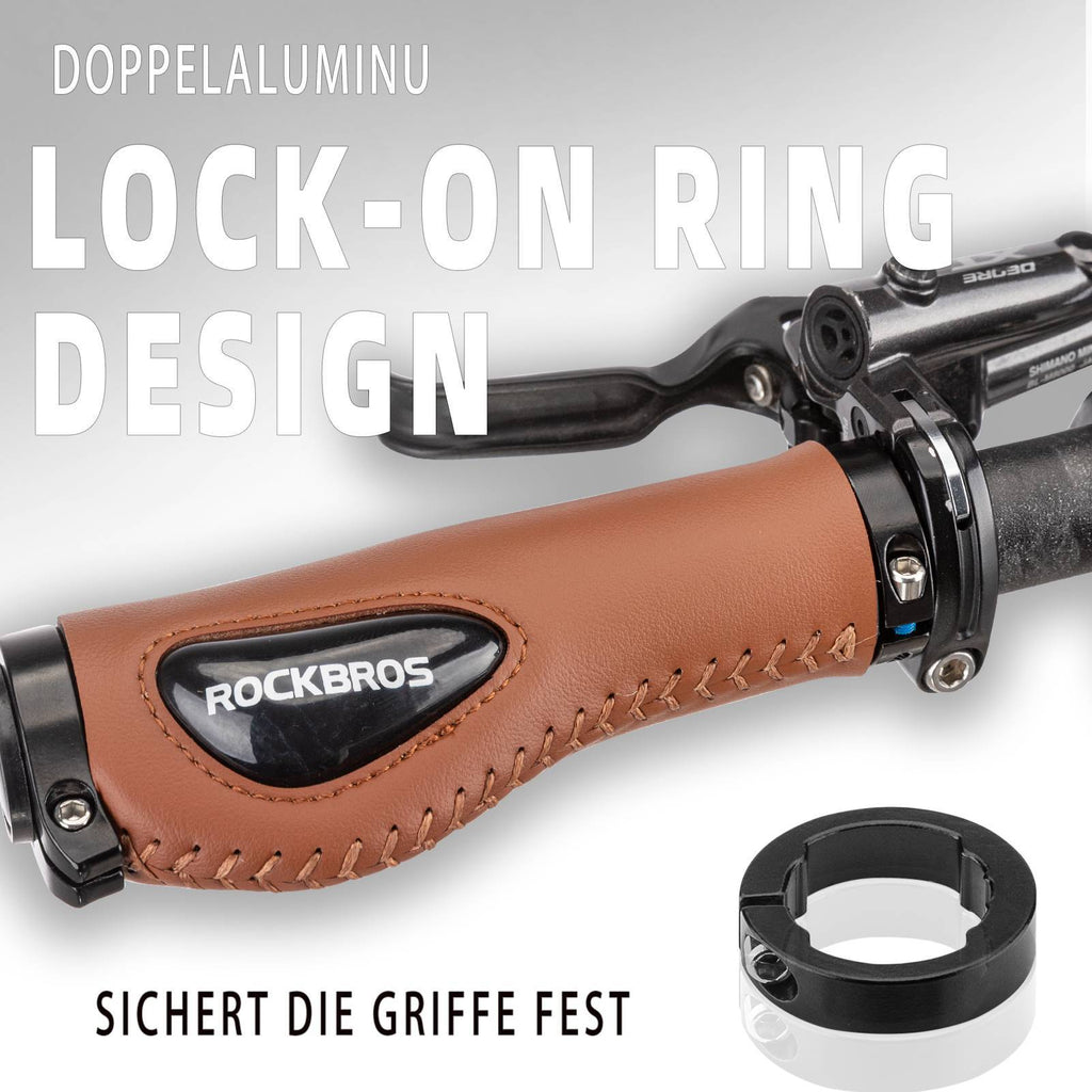 ROCKBROS Fahrradgriffe Ledergriffe für Lenker mit 22,2 mm Durchmesser