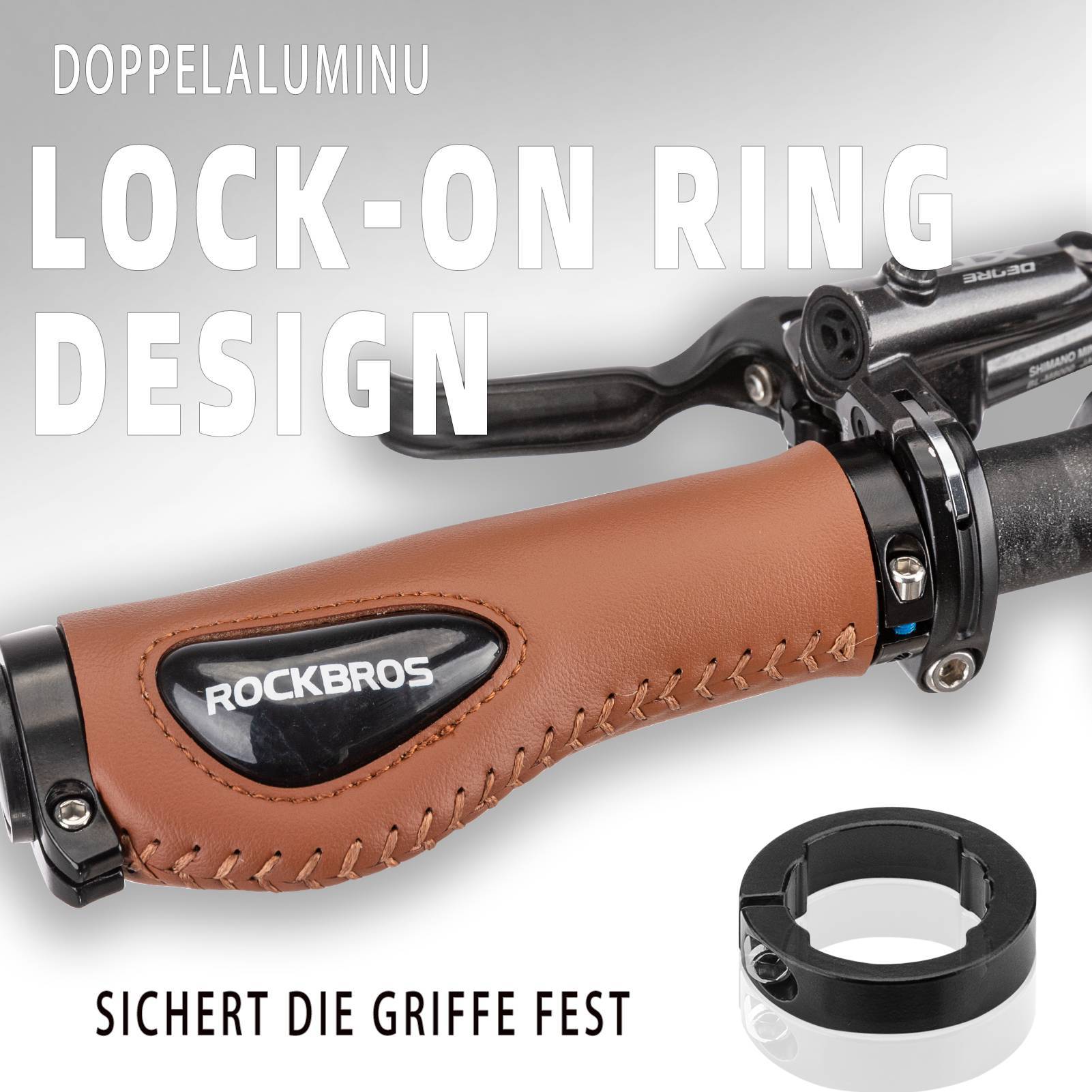 ROCKBROS Fahrradgriffe Ledergriffe für Lenker mit 22,2 mm Durchmesser