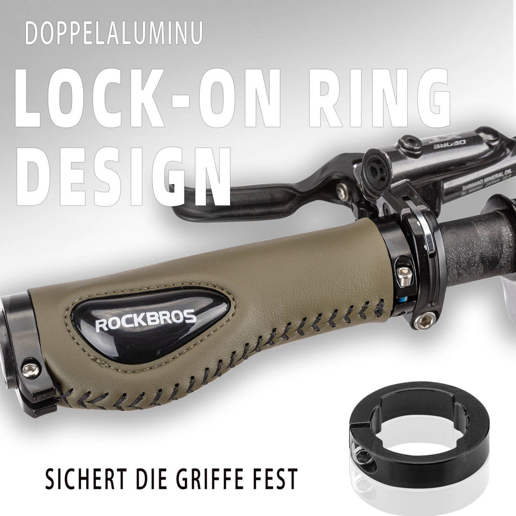 ROCKBROS Fahrradgriffe Ledergriffe für Lenker mit 22,2 mm Durchmesser