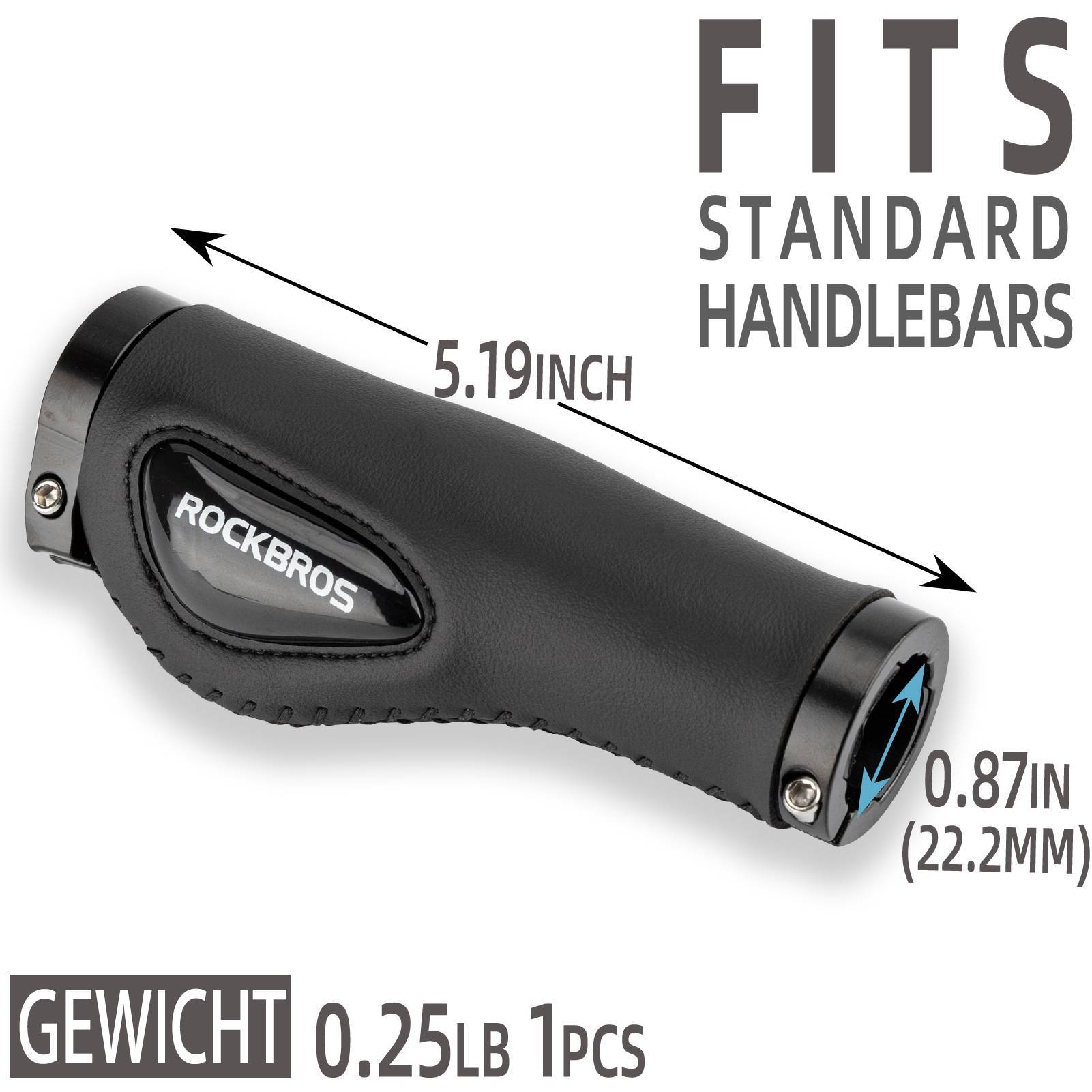 ROCKBROS Fahrradgriffe Ledergriffe für Lenker mit 22,2 mm Durchmesser
