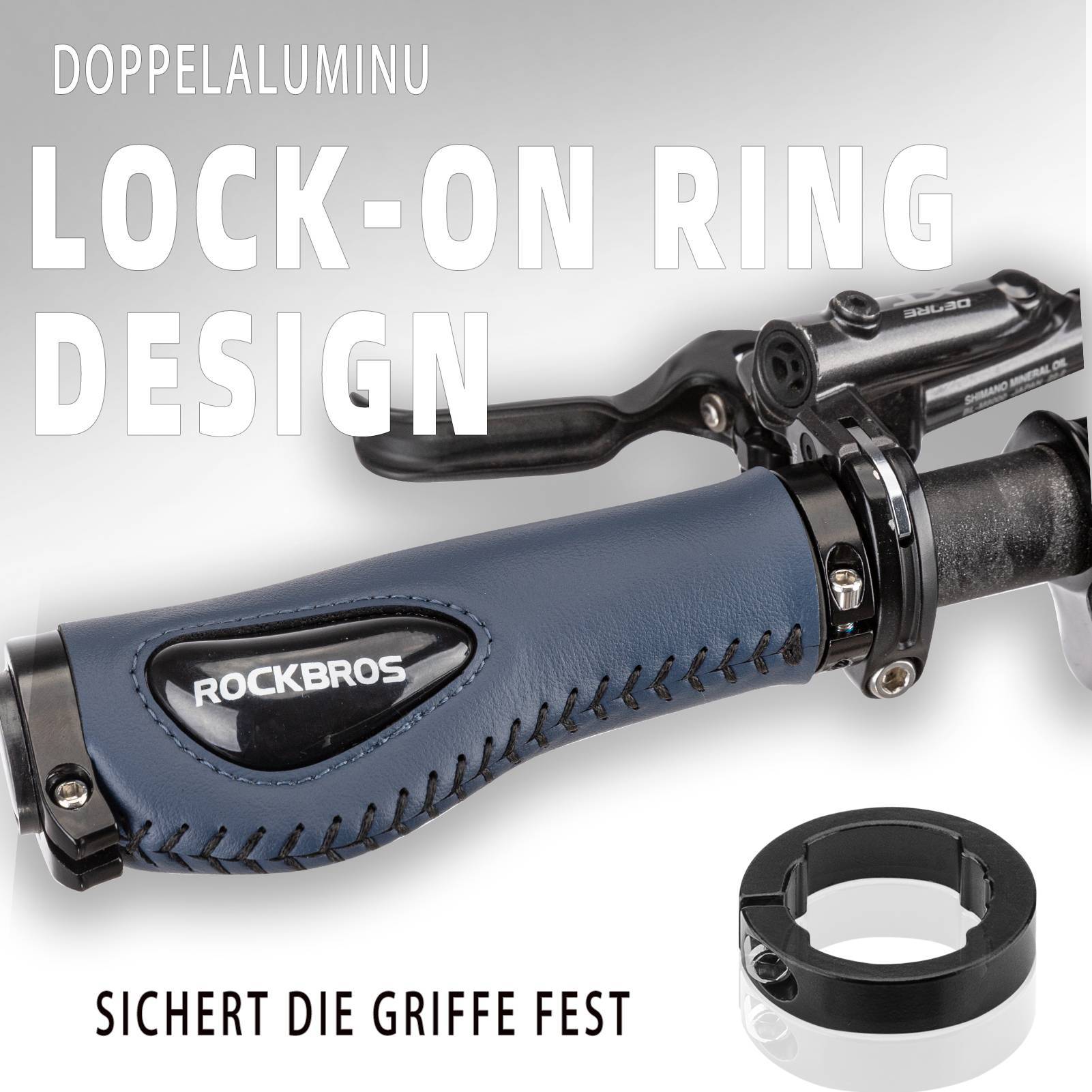 ROCKBROS Fahrradgriffe Ledergriffe für Lenker mit 22,2 mm Durchmesser
