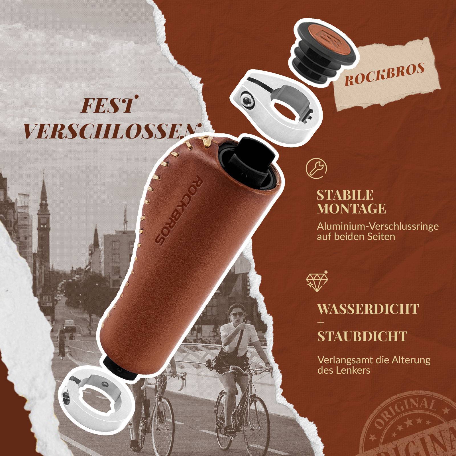 ROCKBROS Fahrradgriffe MTB Retro Lenkergriffe Ergonomisch Design
