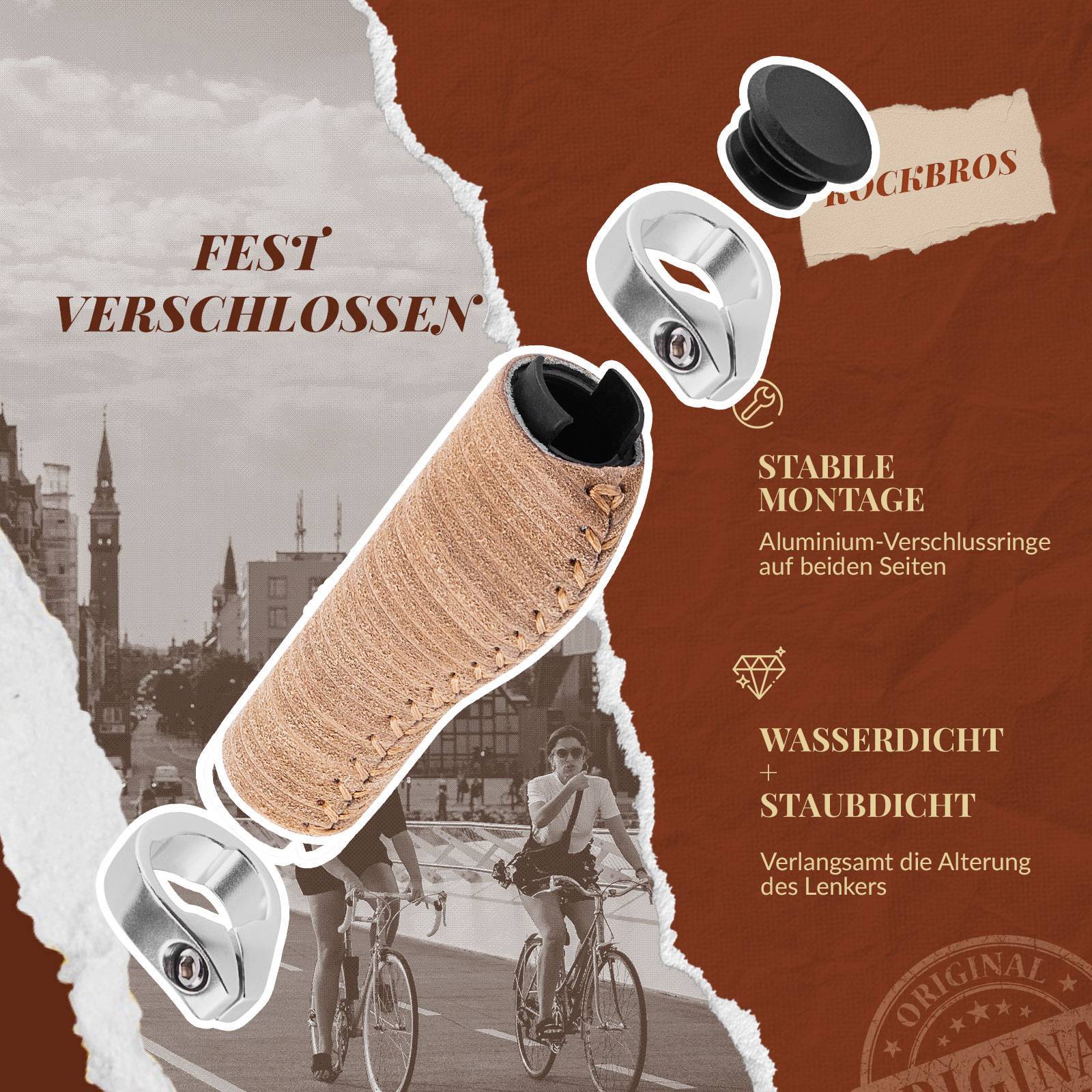 ROCKBROS Fahrradgriffe MTB Retro Lenkergriffe Ergonomisch Design