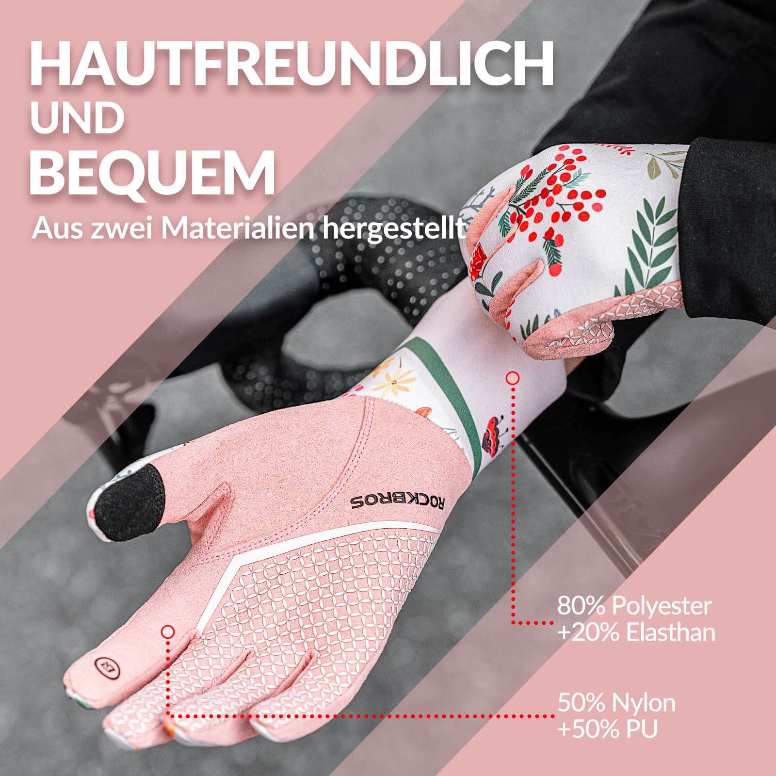 ROCKBROS Fahrradhandschuhe Damen Winddicht Handschuhe Touchscreen Atmungsaktiv