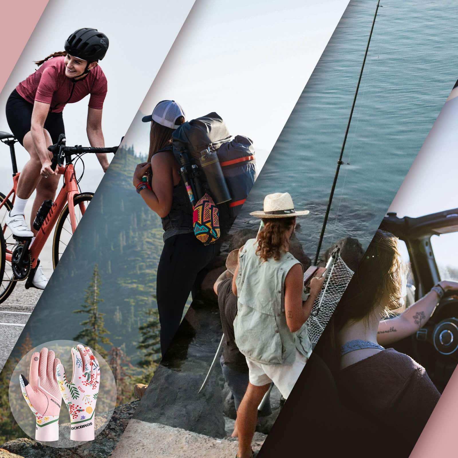 ROCKBROS Fahrradhandschuhe Damen Winddicht Handschuhe Touchscreen Atmungsaktiv