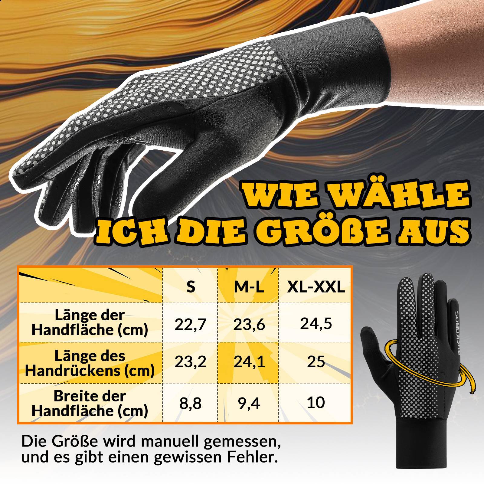 ROCKBROS Fahrradhandschuhe Touchscreen Radsport-Handschuhe Winddicht