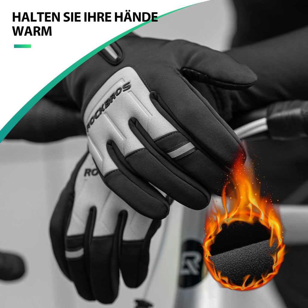ROCKBROS Fahrradhandschuhe Touchscreen Warme Winterhandschuhe S-XL