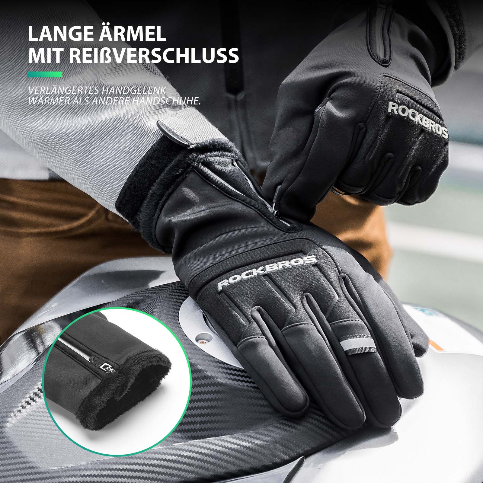 ROCKBROS Fahrradhandschuhe Touchscreen Warme Winterhandschuhe S-XL