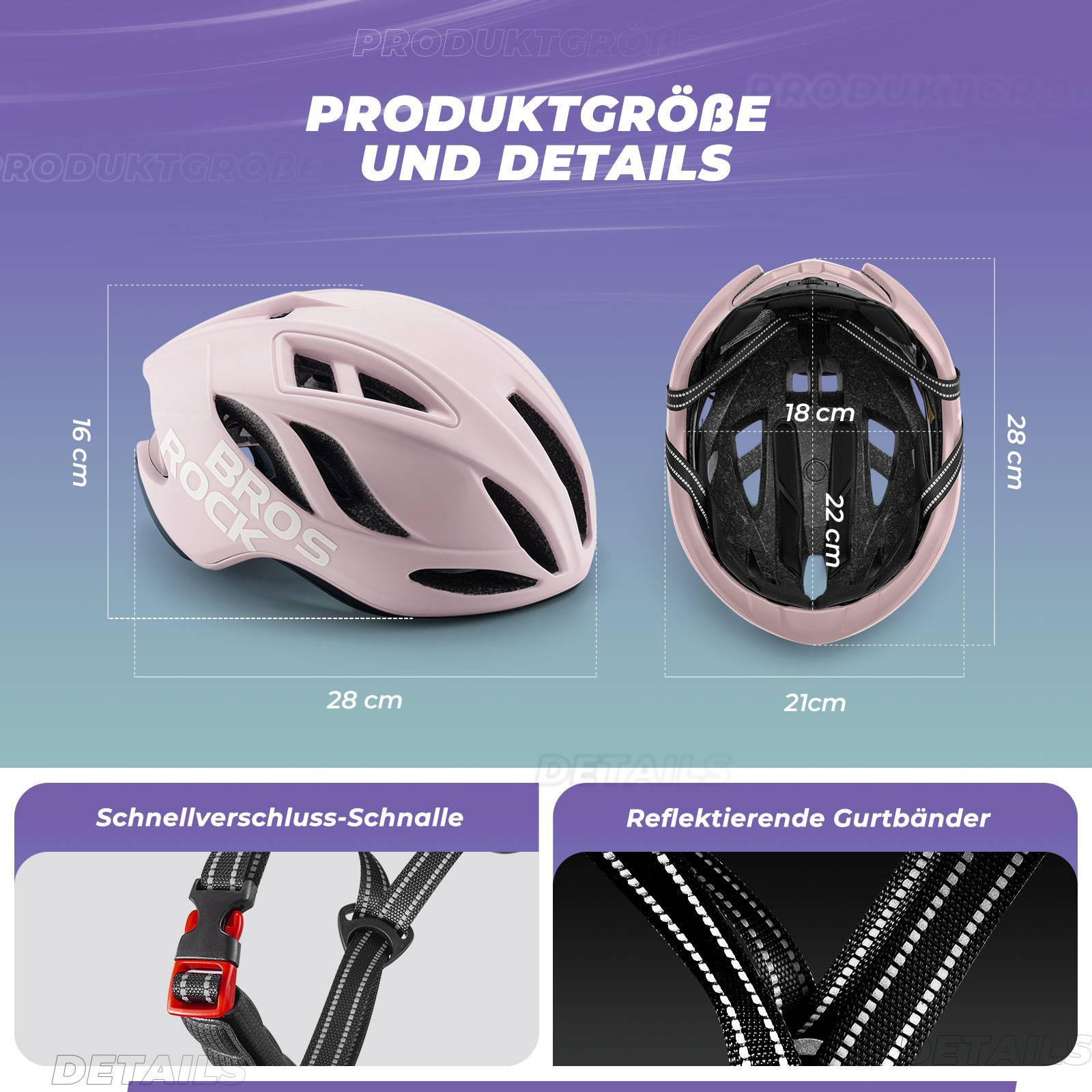 ROCKBROS Fahrradhelm 58-62cm Einstellbare Cityhelm Belüftung Unisex