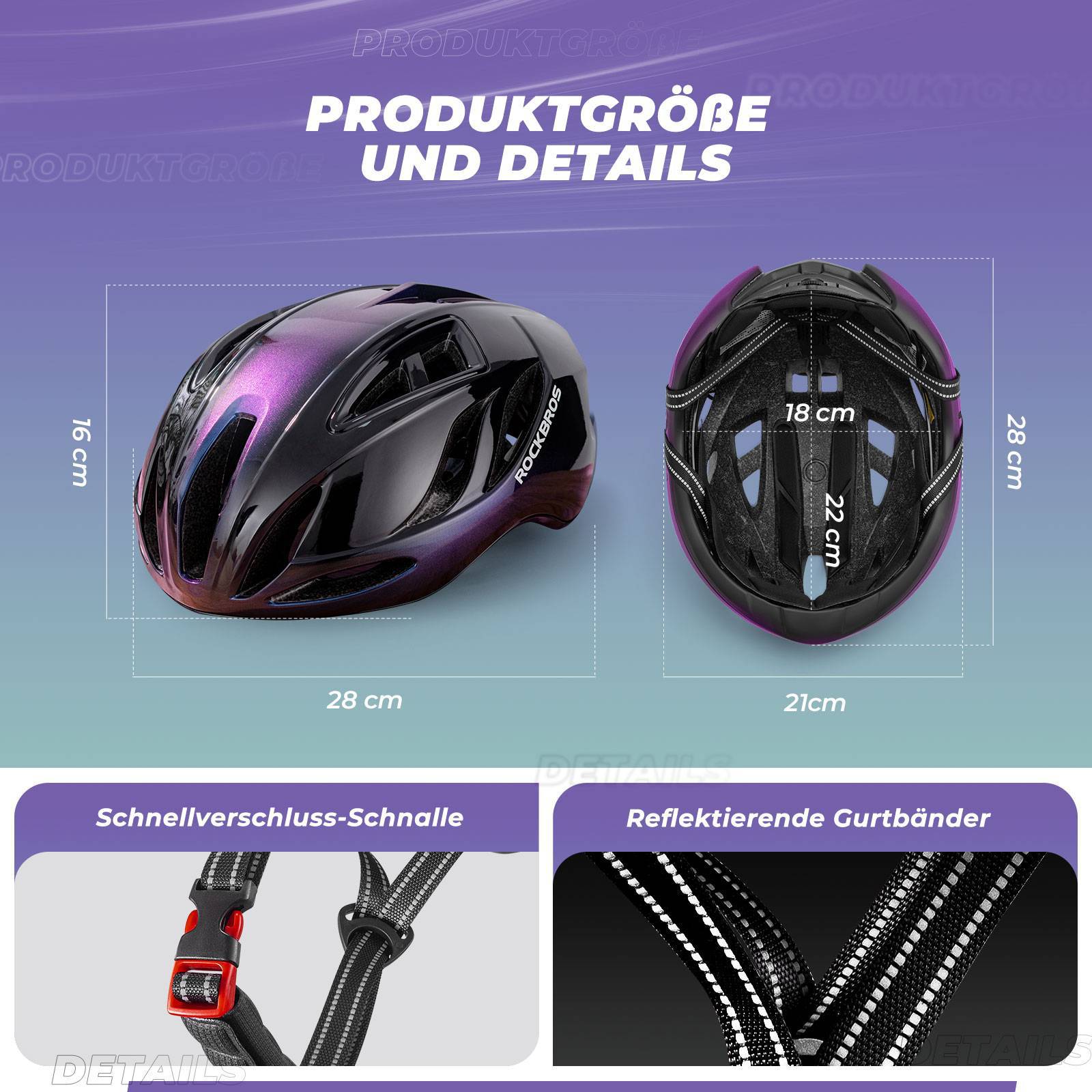 ROCKBROS Fahrradhelm 58-62cm Einstellbare Cityhelm Belüftung Unisex