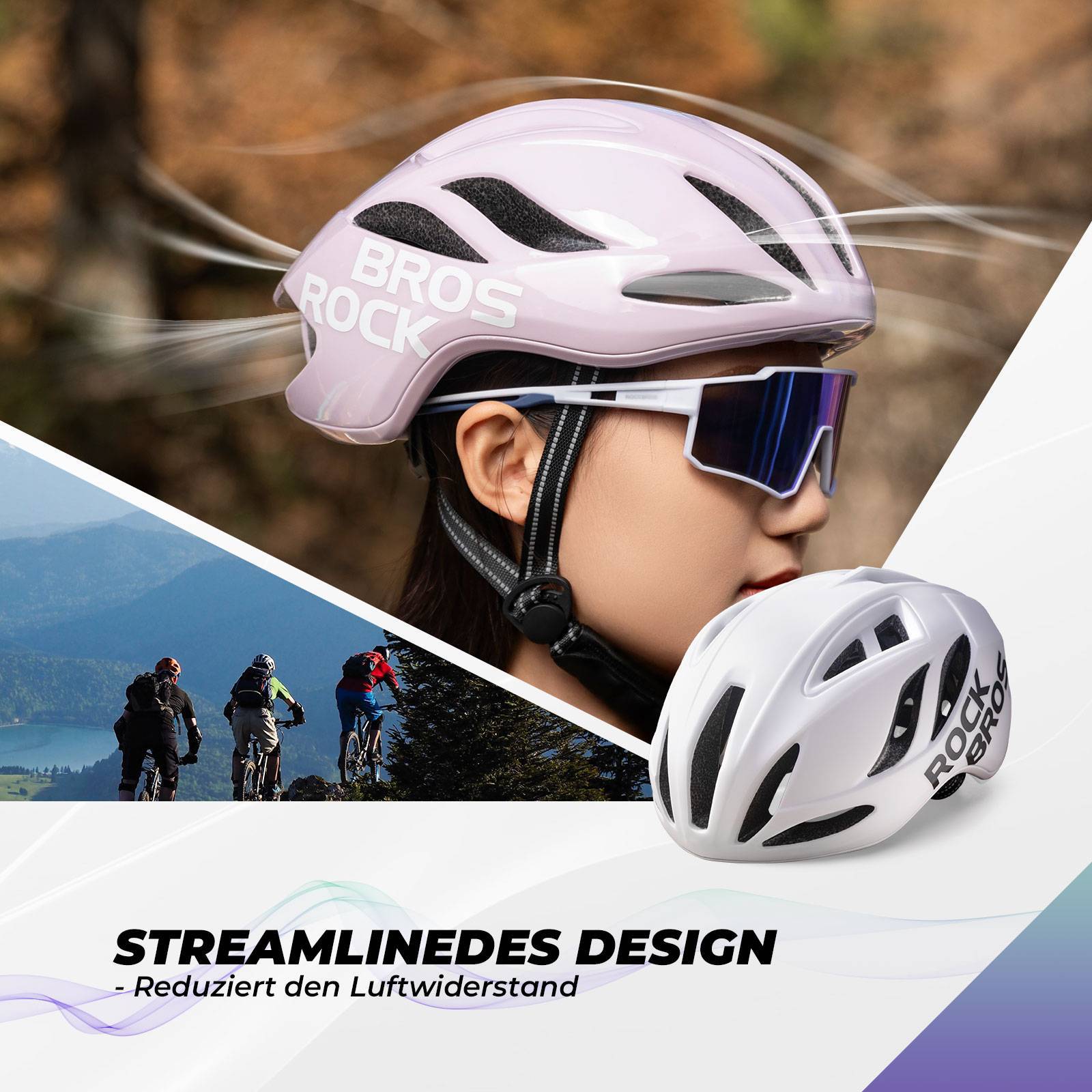 ROCKBROS Fahrradhelm 58-62cm Einstellbare Cityhelm Belüftung Unisex