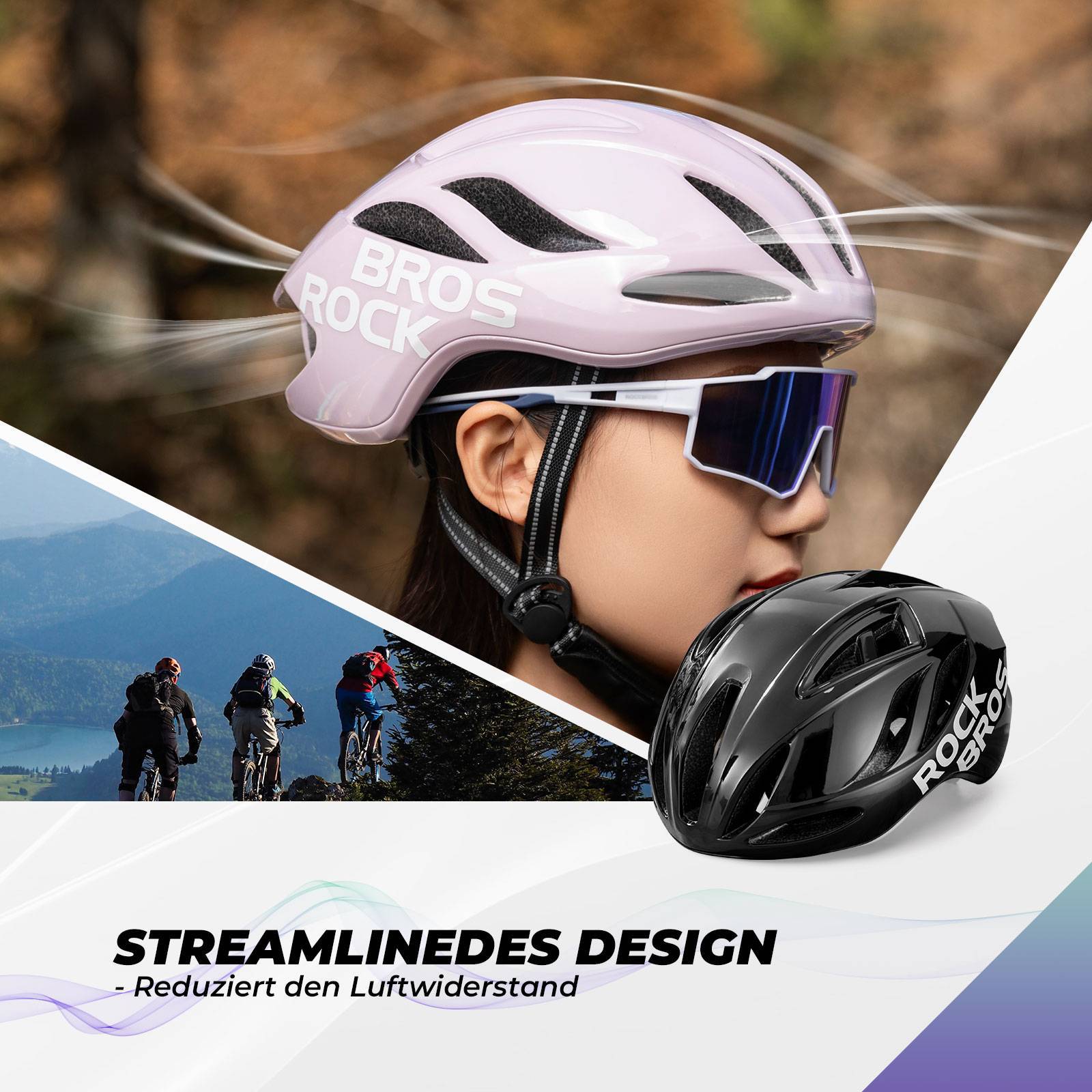 ROCKBROS Fahrradhelm 58-62cm Einstellbare Cityhelm Belüftung Unisex