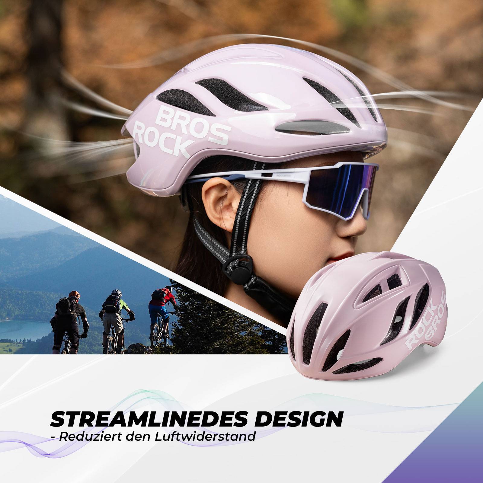 ROCKBROS Fahrradhelm 58-62cm Einstellbare Cityhelm Belüftung Unisex
