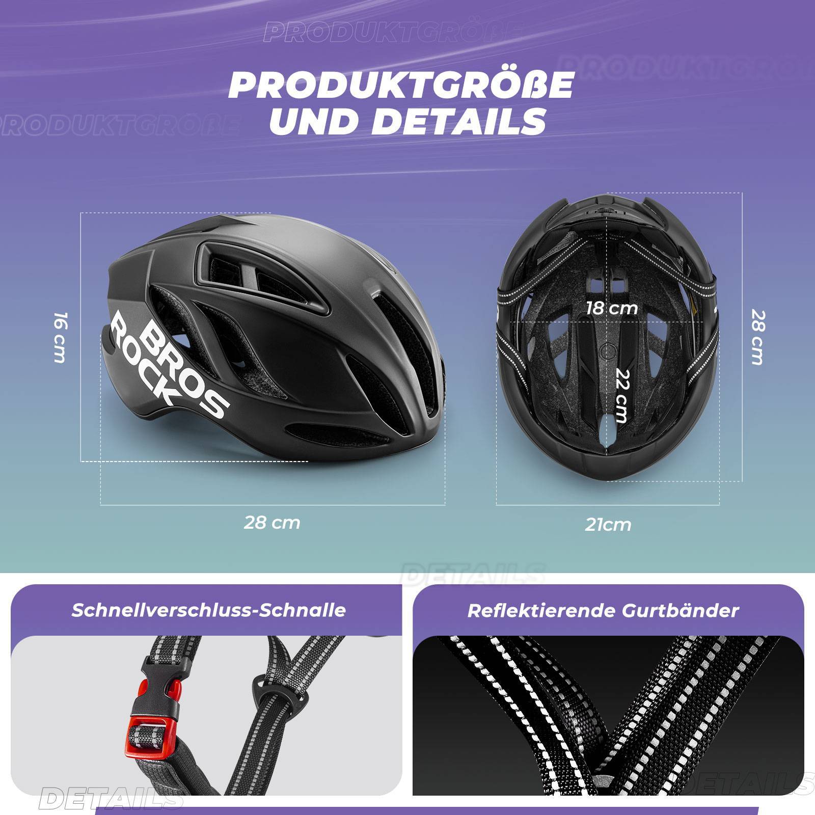 ROCKBROS Fahrradhelm 58-62cm Einstellbare Cityhelm Belüftung Unisex