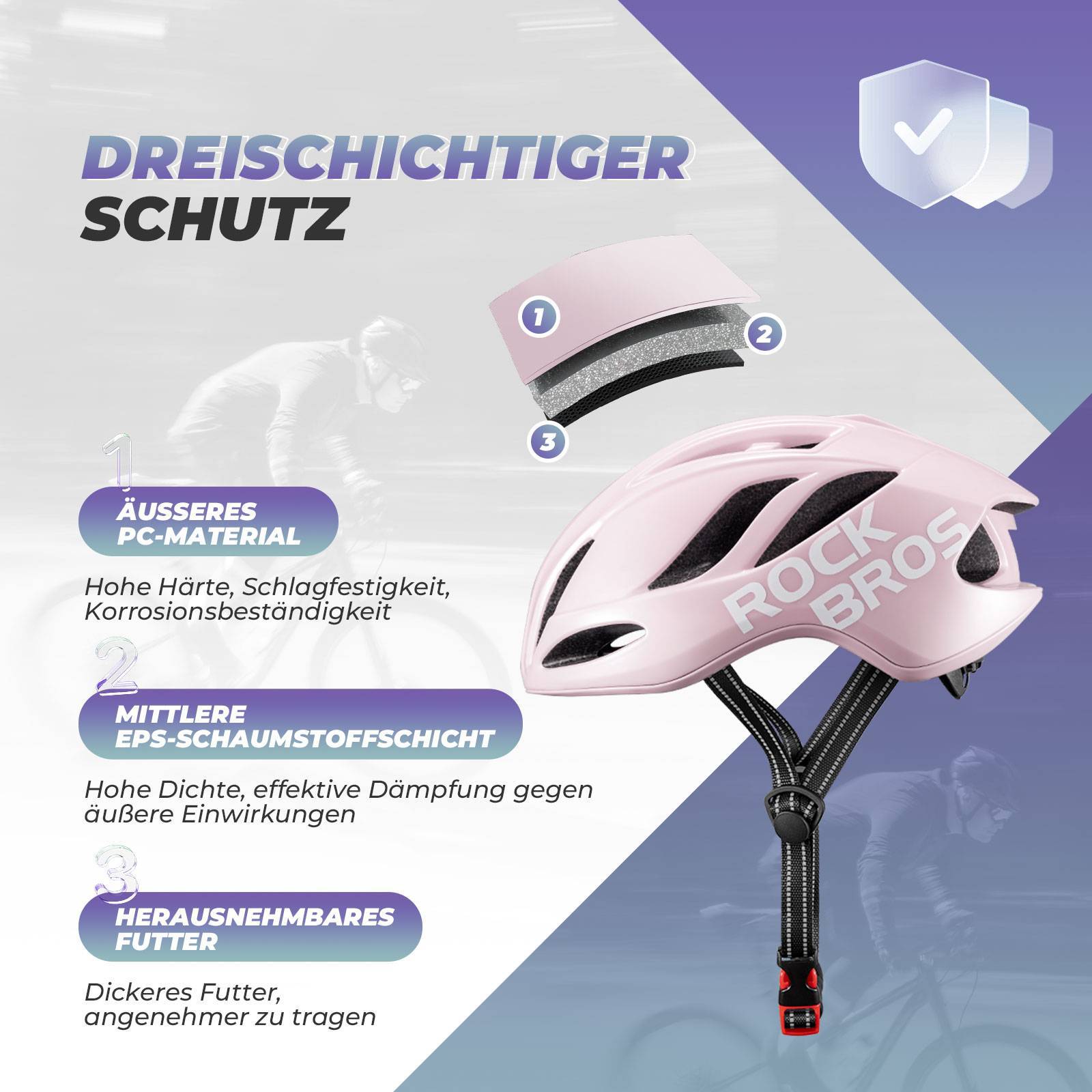 ROCKBROS Fahrradhelm 58-62cm Einstellbare Cityhelm Belüftung Unisex