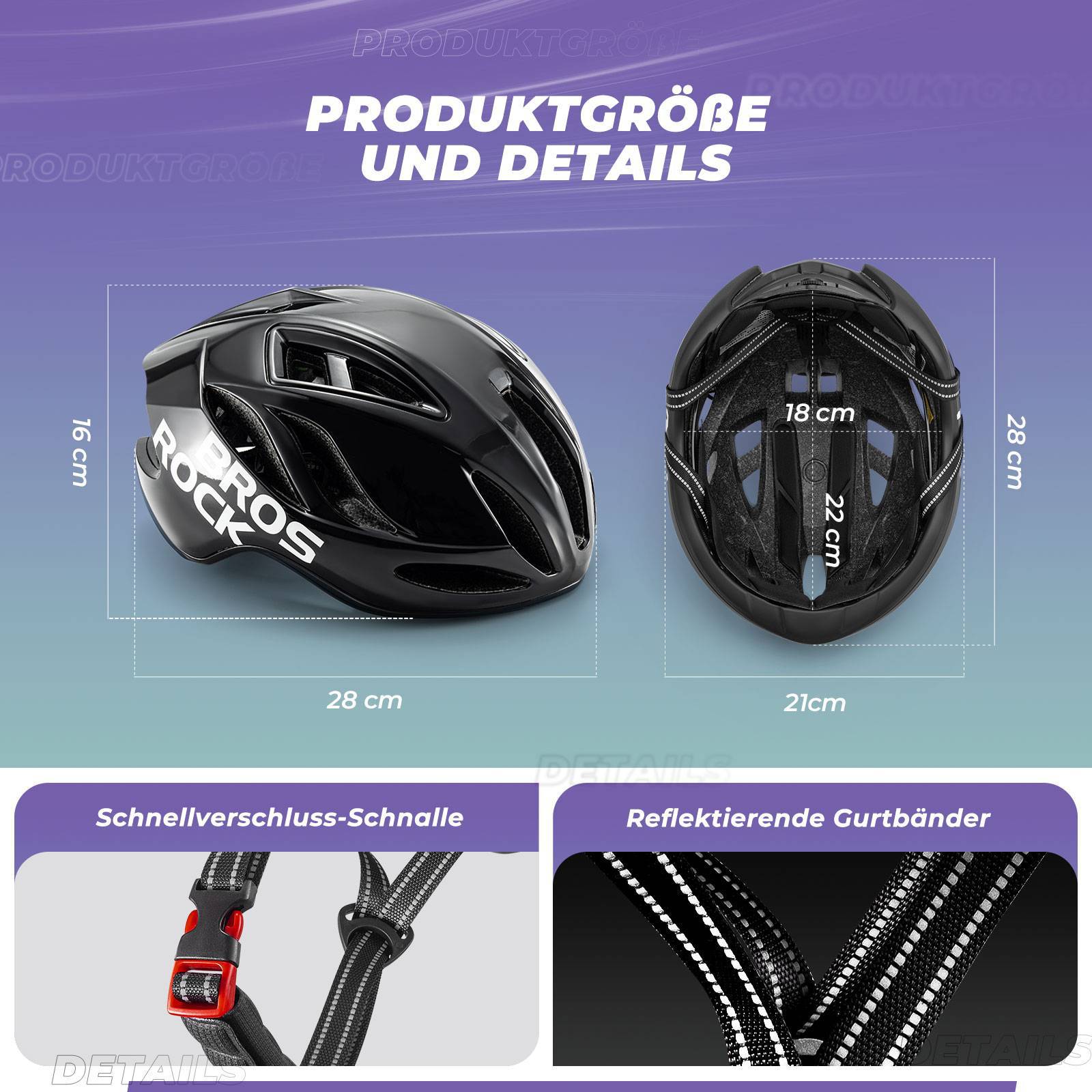ROCKBROS Fahrradhelm 58-62cm Einstellbare Cityhelm Belüftung Unisex