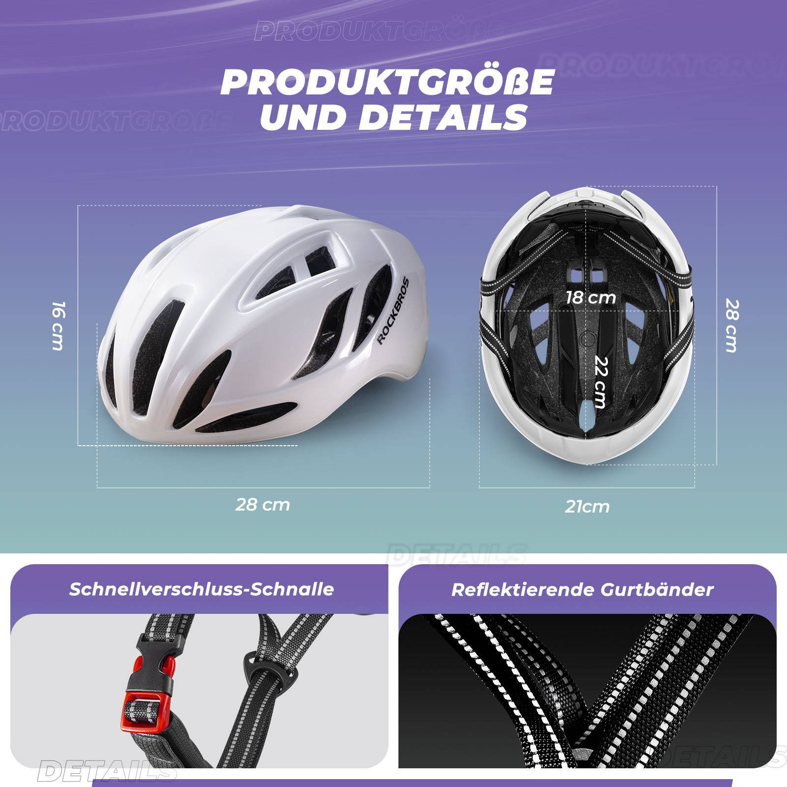 ROCKBROS Fahrradhelm 58-62cm Einstellbare Cityhelm Belüftung Unisex