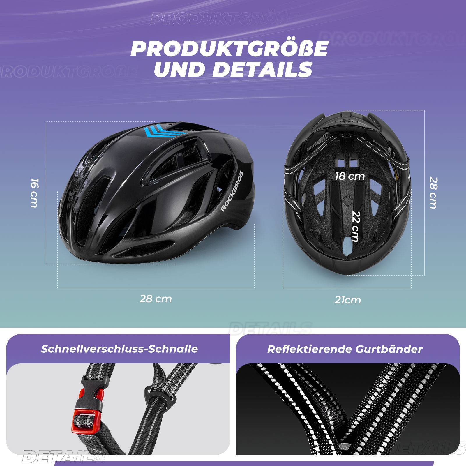 ROCKBROS Fahrradhelm 58-62cm Einstellbare Cityhelm Belüftung Unisex